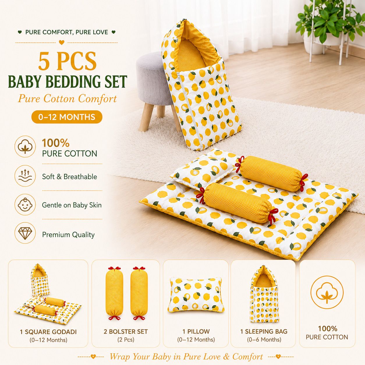 amg enterprise Cotton Baby Bed Sized Bedding Set-picture-29