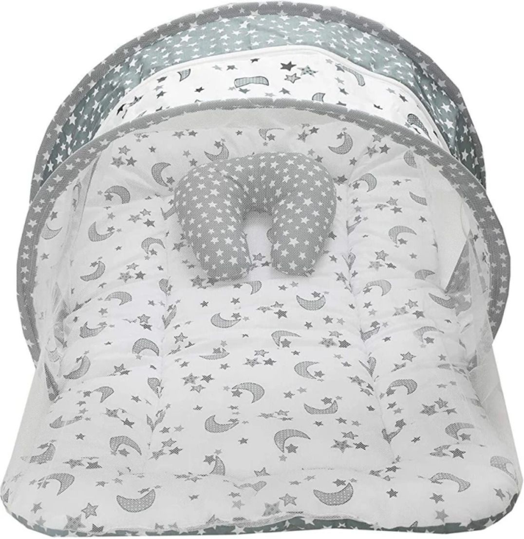 Cotton Infants Washable Washable Cotton Baby Bed with Mosquito Net Safe & Cozy Sleep for Infants Mosquito Net