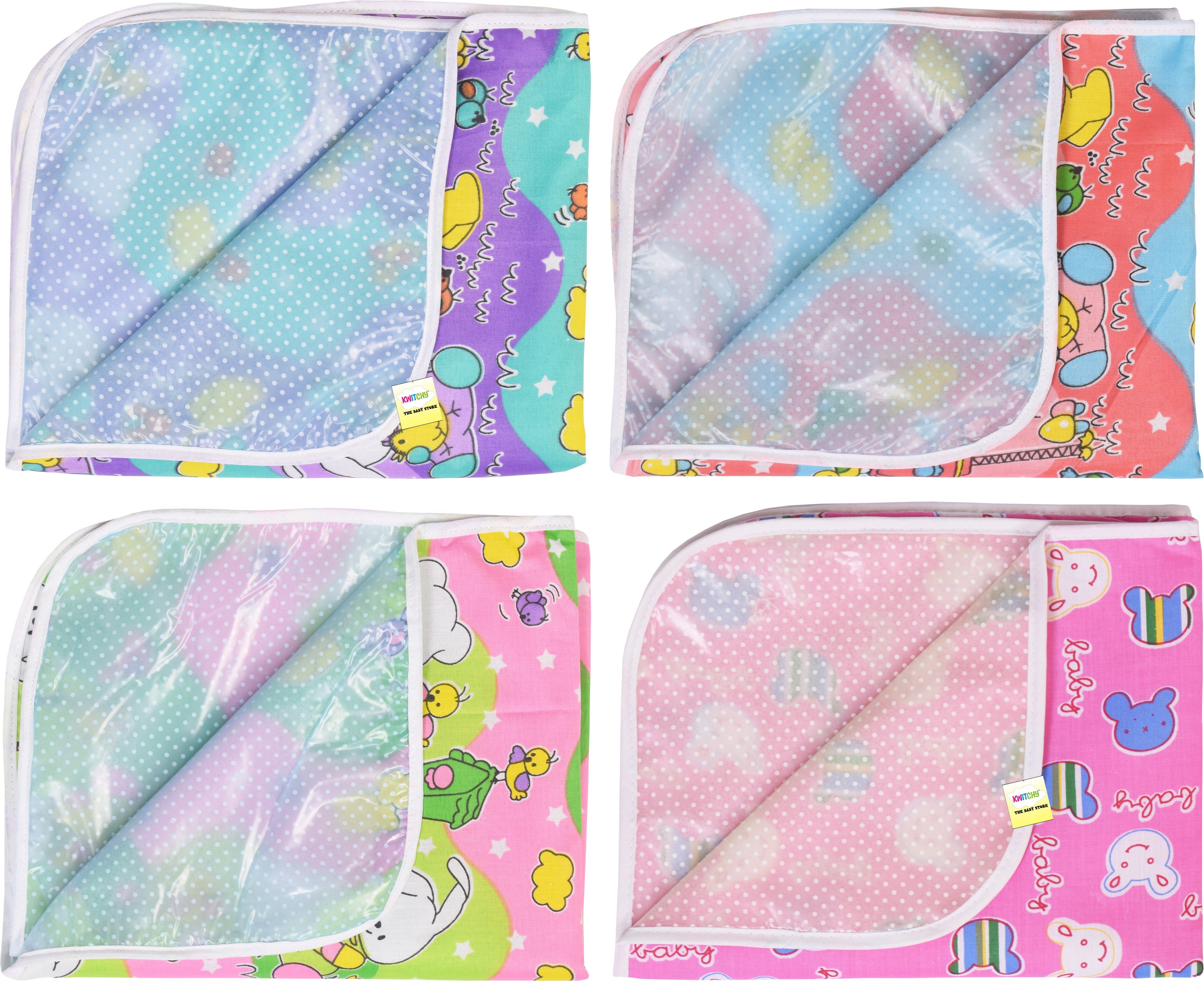 New Born Baby After Bath Oil Massaging/Waterproof Sheet/Cloths Changing/Diaper Changing Sheets Washable and Reusable with One Sided Cotton(0-6 Months)(Size-L 23Inchs, B-18 Inchs)-image-27