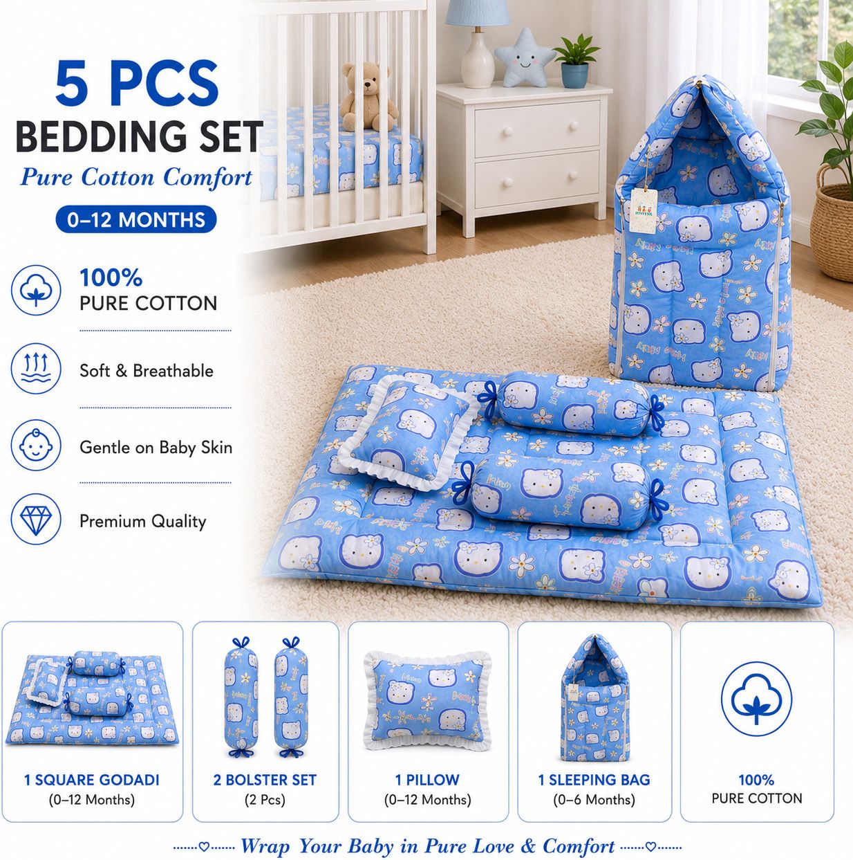 amg enterprise Cotton Baby Bed Sized Bedding Set-picture-16