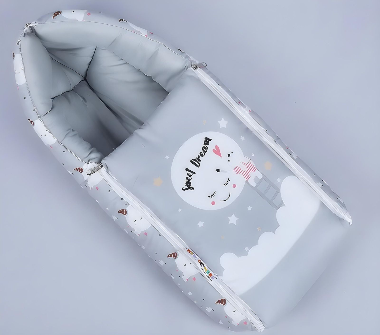 3 in 1 Baby Bed, Sleeping Bag & Carry Nest, Cotton Baby Bedding for New Born for Baby Carrying Pack of 1 Moon Design-image-49