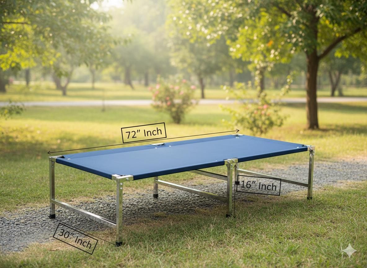 bartanoor 3 Fold BED Stainless Steel Strong Frame Single Person Sleeping Foldable Palang Cot-picture-40