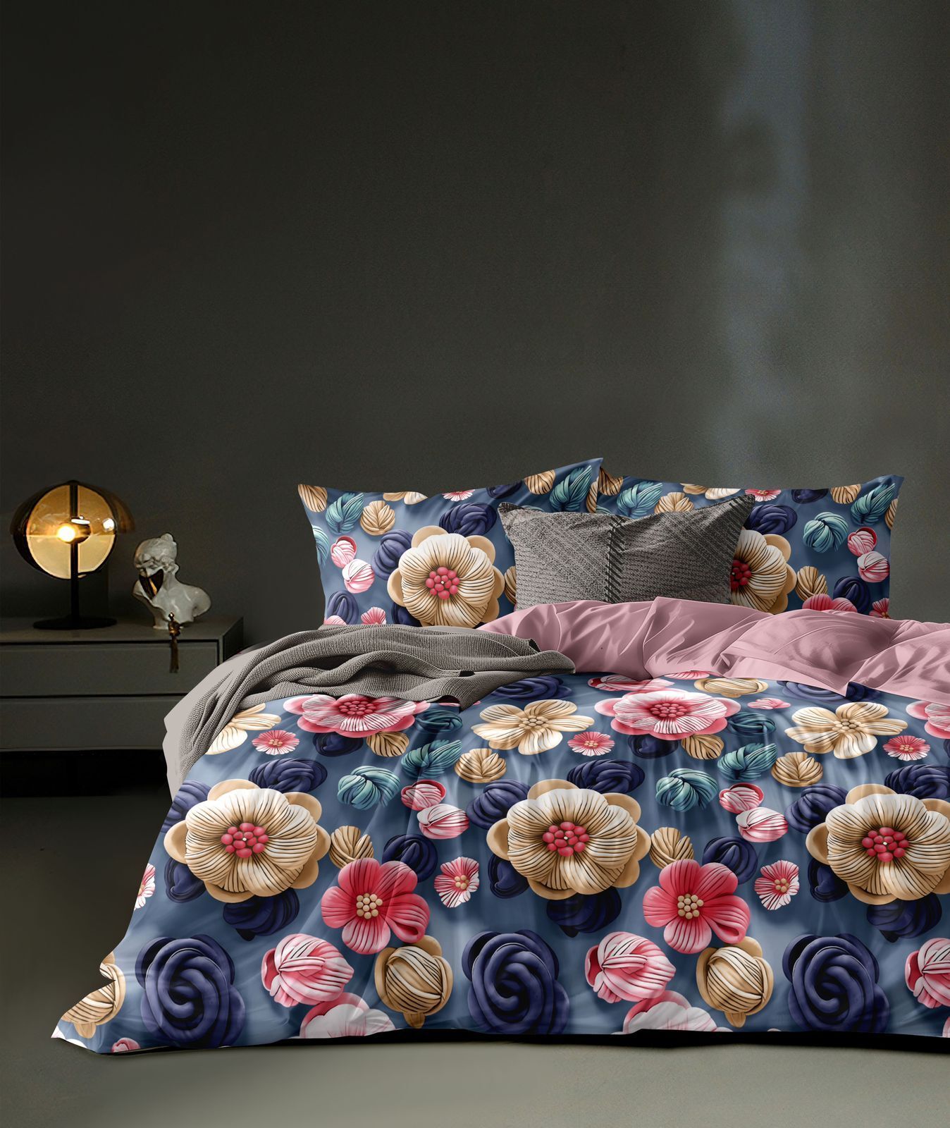 210 TC Cotton Blend King Printed Flat Bedsheet