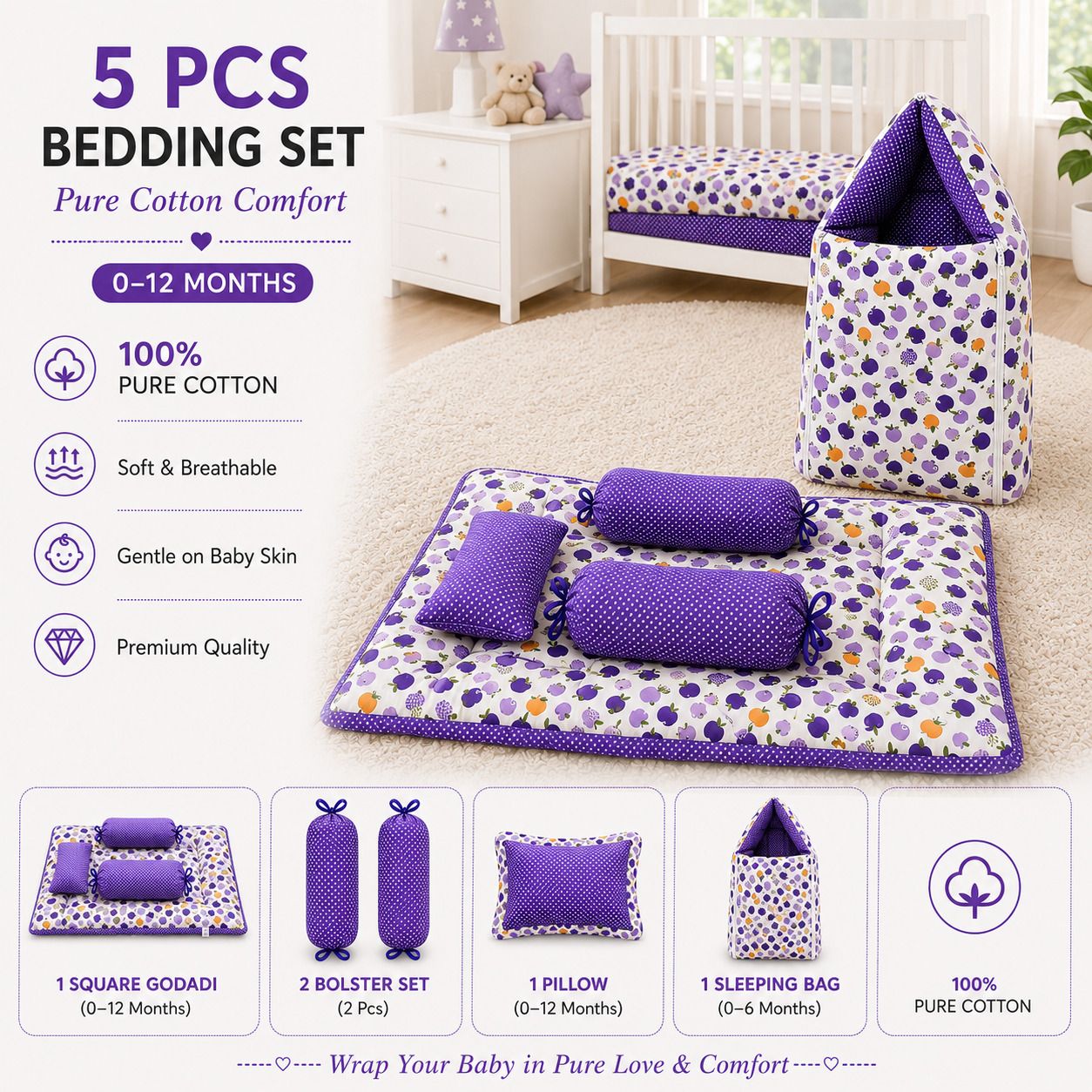 amg enterprise Cotton Baby Bed Sized Bedding Set-picture-32