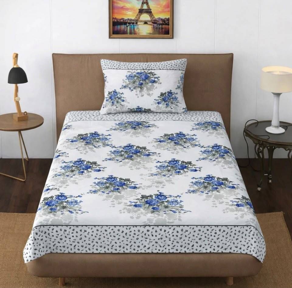 Polycotton Single Flat 240 TC Floral 1 Summer Bedsheet-image-6