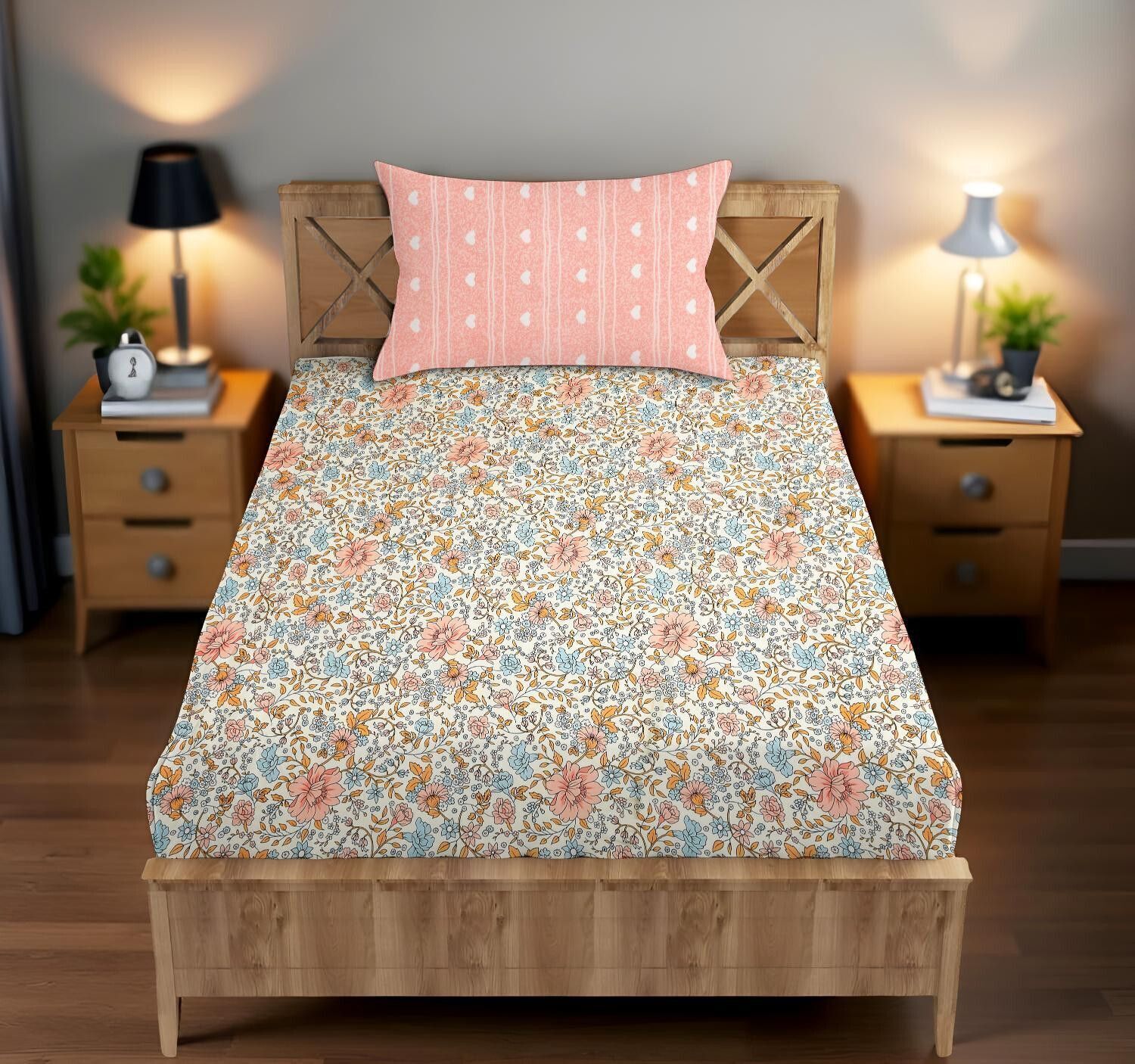 Cotton Single Flat 144 TC Printed Bedsheet-image-8