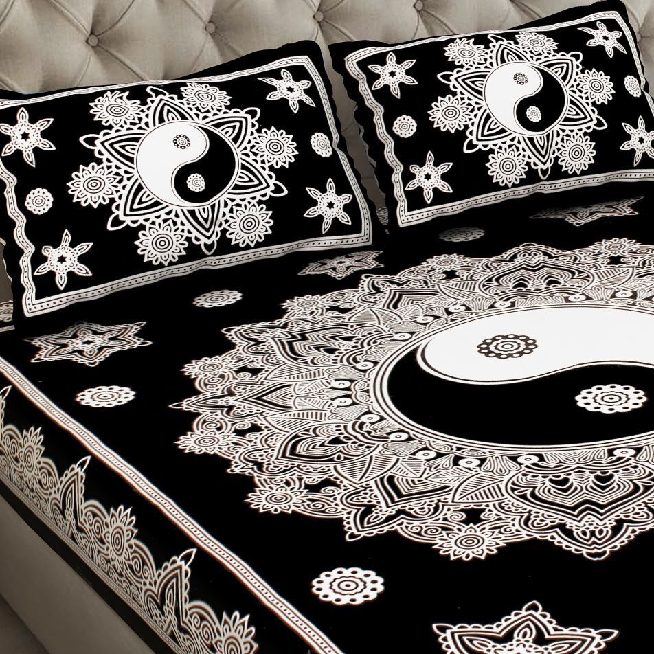 home@shop Cotton Double Flat 144 TC Jaipuri Prints 1 Bedsheet with 2 Pillow Covers-picture-18