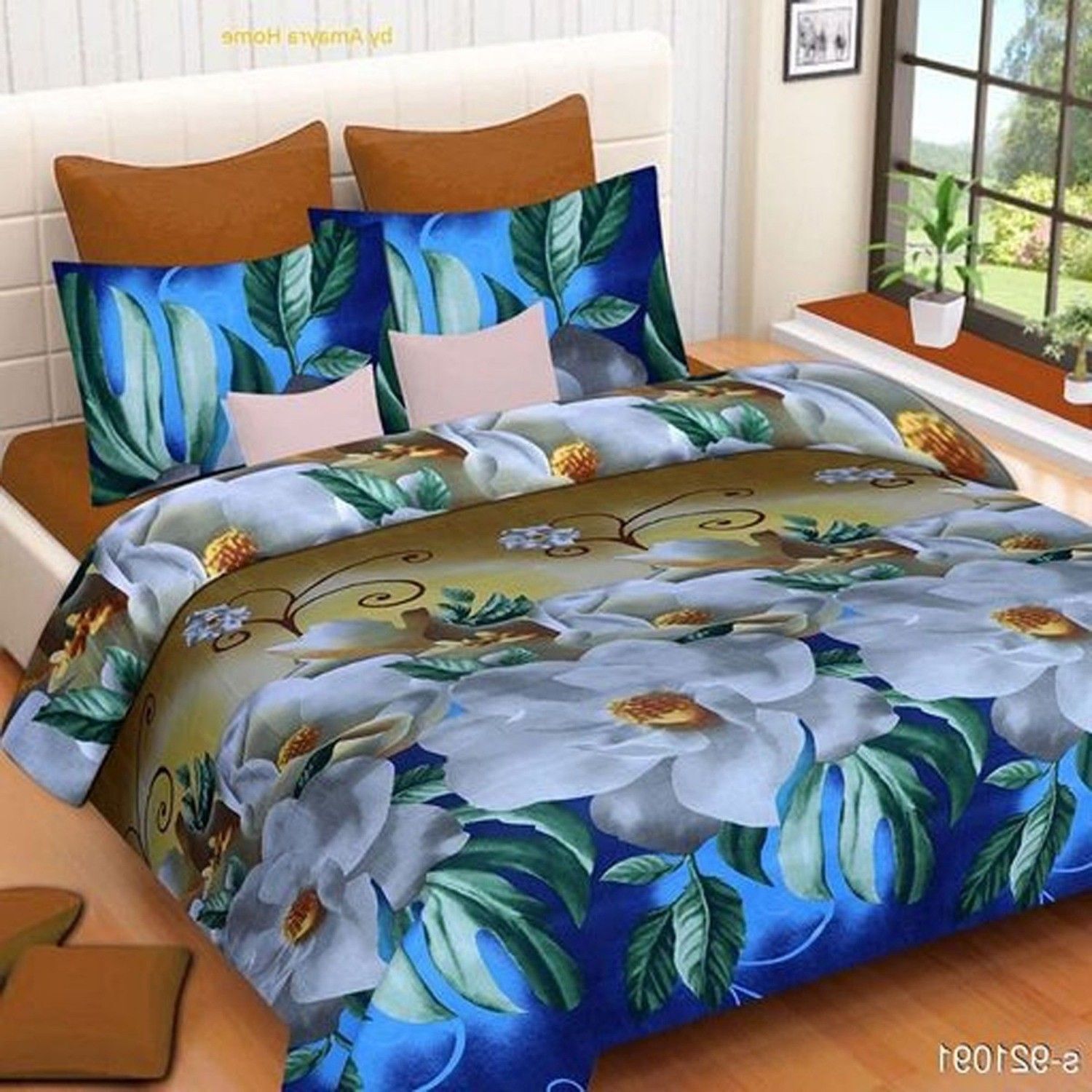 Polycotton, Microfiber, Cotton Blend Double Flat 140 TC 3D Printed 1 Bedsheet