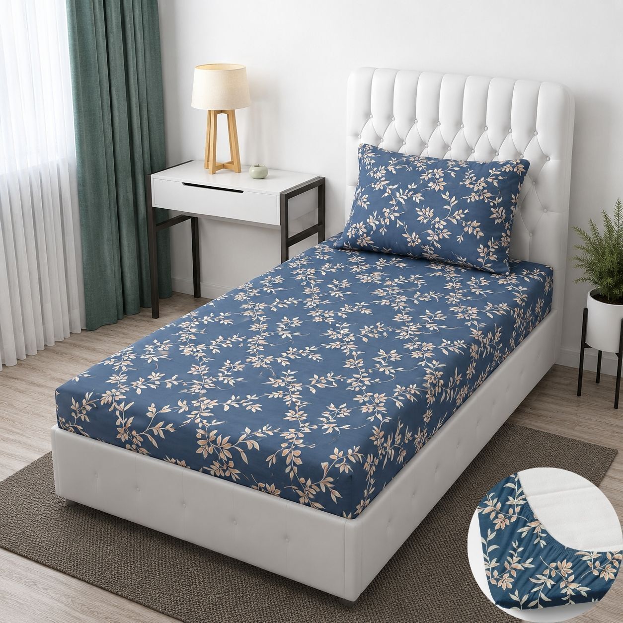 bm decor Cotton Single Fitted (Elastic) 244 TC Printed 1 Summer Bedsheet-picture-11