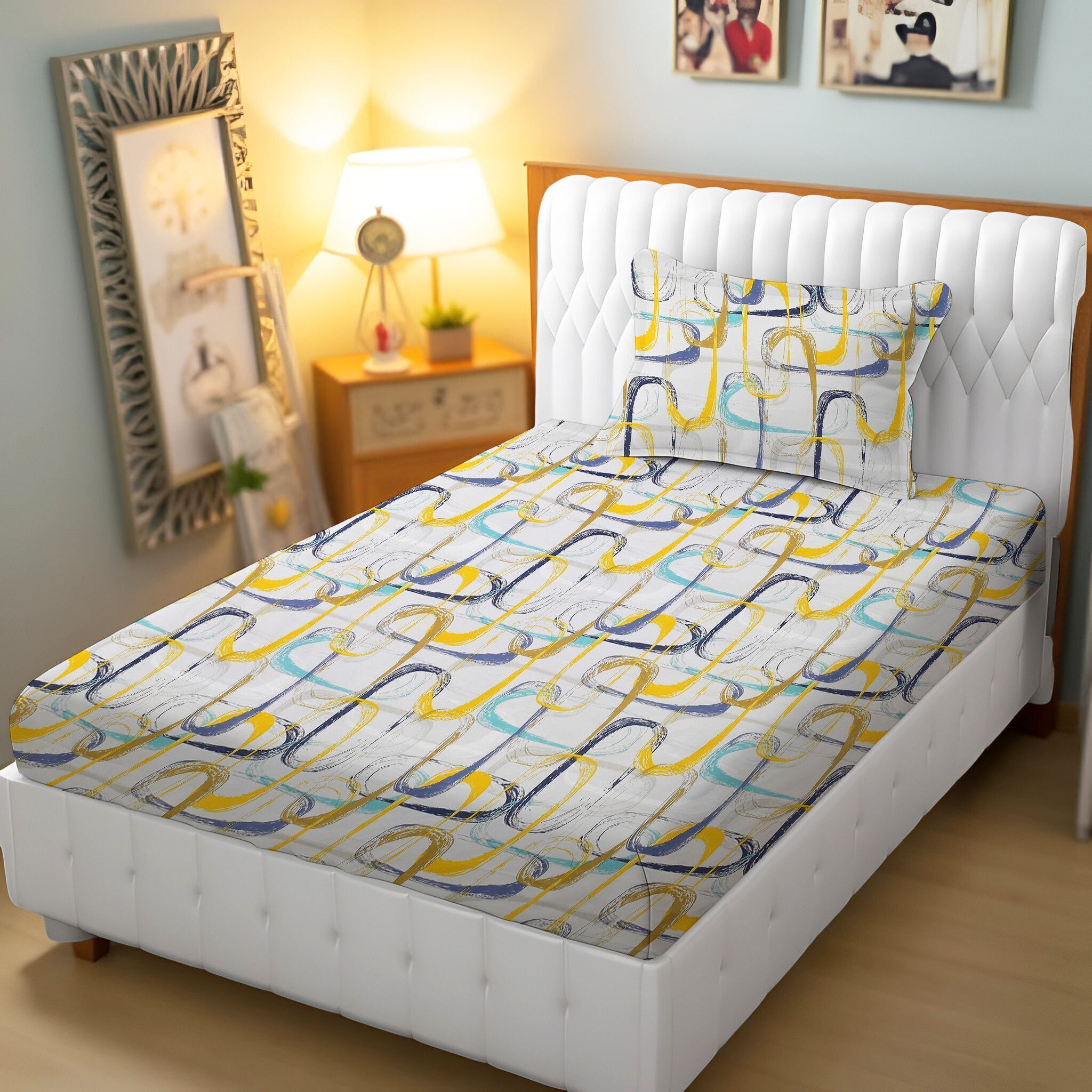 Polyester Single Flat 144 TC Jaipuri Prints Bedsheet-image-36