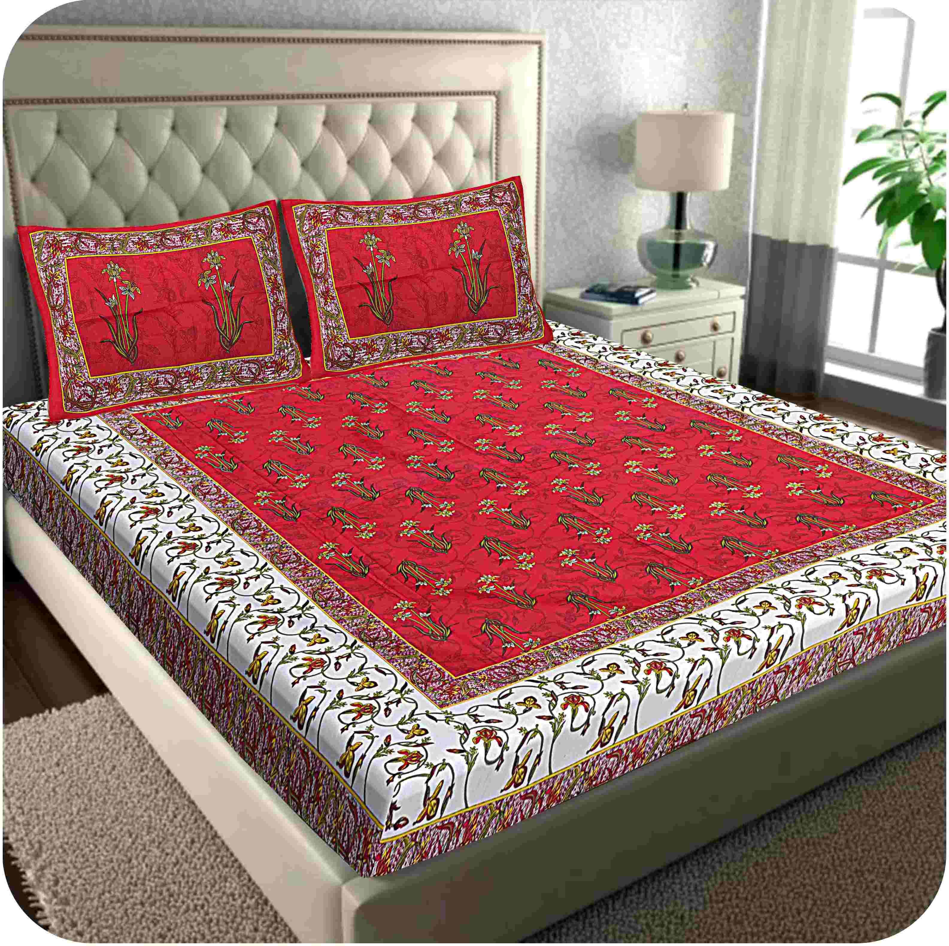 nspr 144 TC Cotton Double Checkered Flat Bedsheet-picture-37
