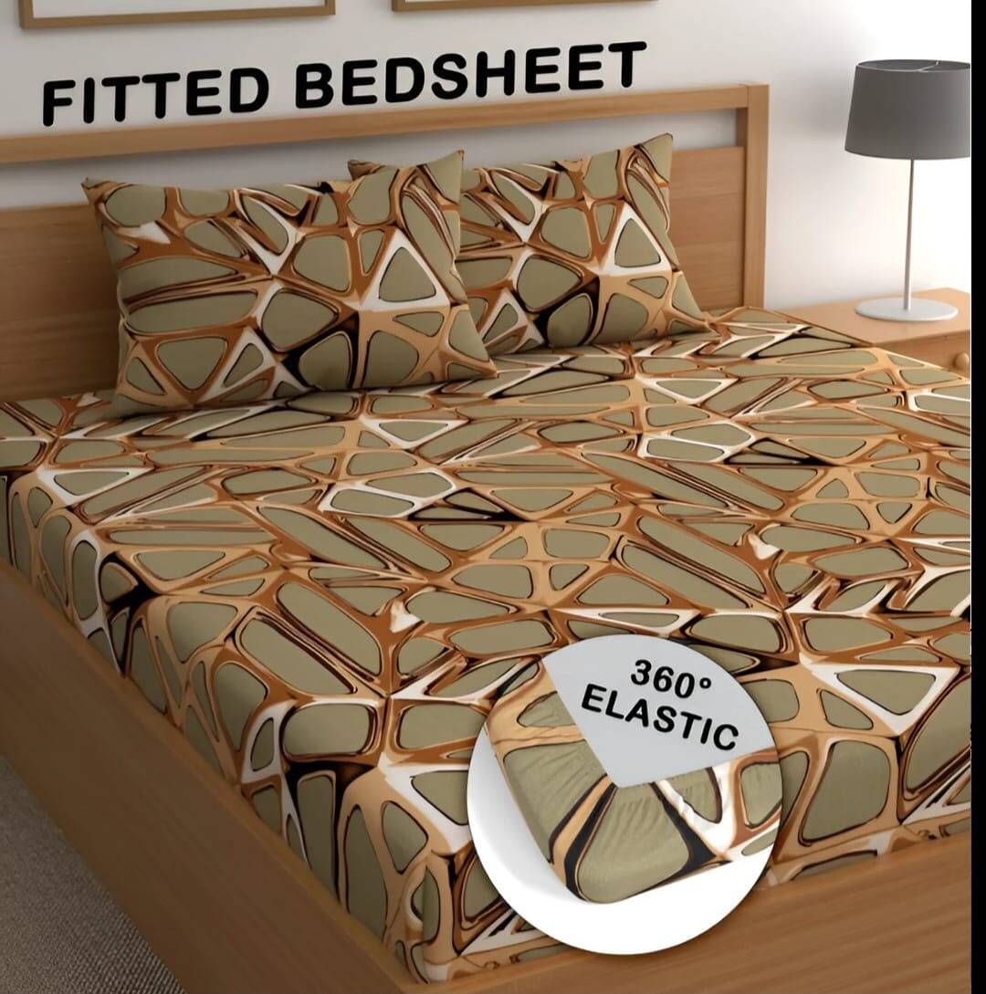 Bamboo Cotton, Cotton, Cotton Blend, Linen Cotton, Polycotton Queen Fitted (Elastic) 180 TC Floral 1 Summer Bedsheet with 2 Pillow Covers-image-28