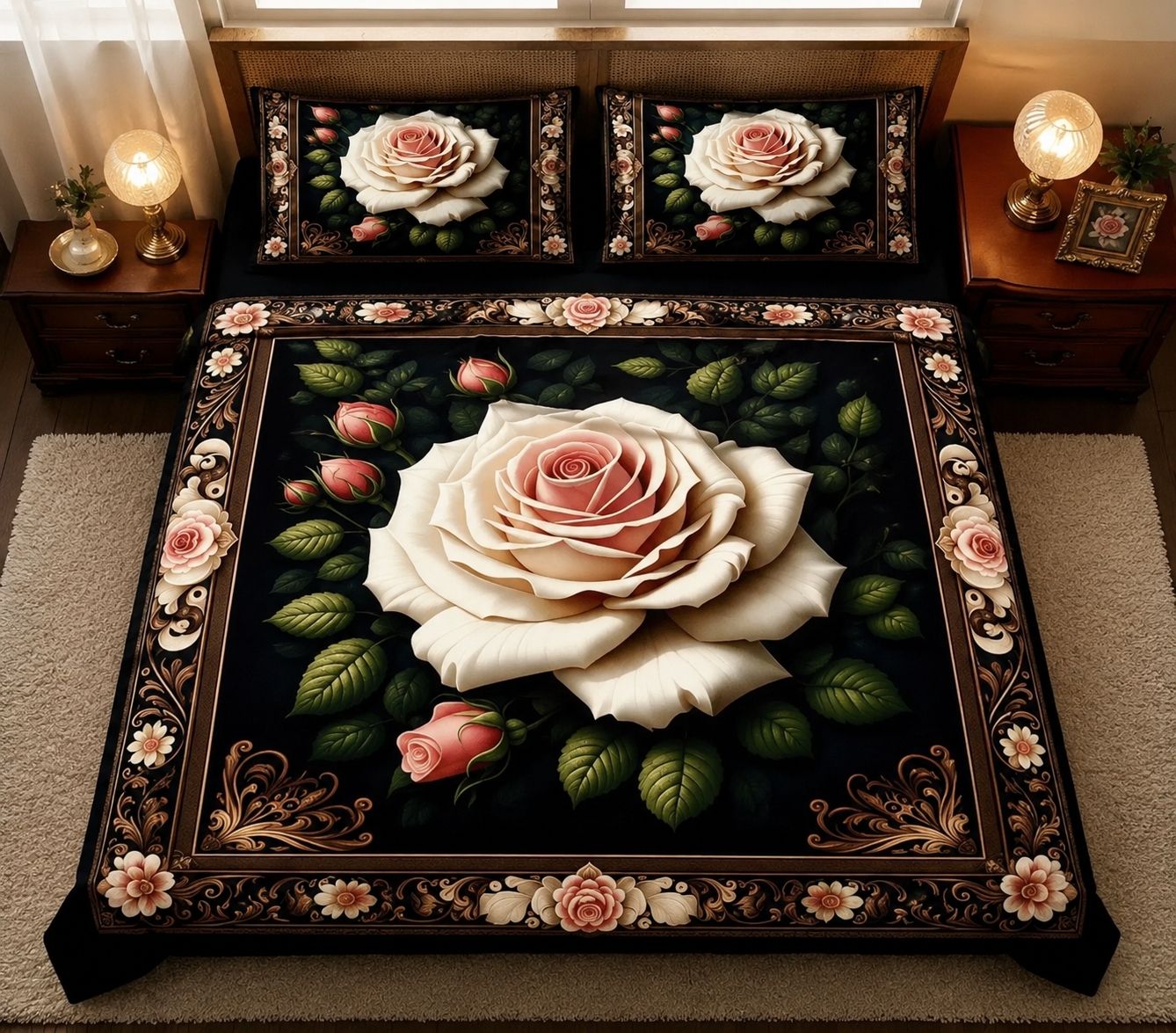 Polyester, Bamboo Cotton, Polycotton, Cotton, Cotton Blend Queen Flat 380 TC Floral 1 Summer Bedsheet with 2 Pillow Covers-image-29
