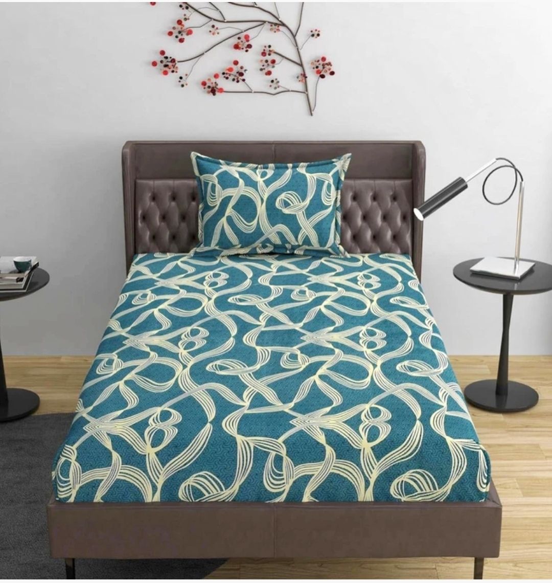 tiwanshi 220 TC Polyester Single Self Design Fitted (Elastic) Bedsheet-picture-15