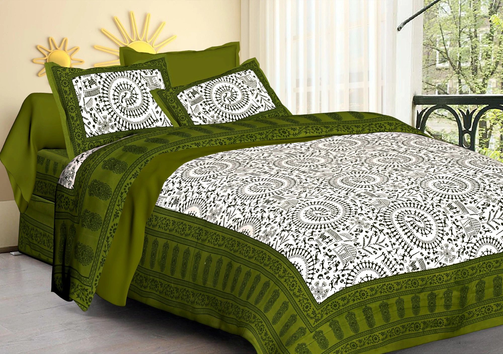 rachanaexport Cotton Double Flat 144 TC Jaipuri Prints Bedsheet-picture-39