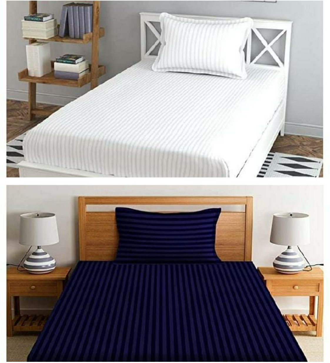 kitchdeco 210 TC Cotton Single Striped Flat Bedsheet-picture-7
