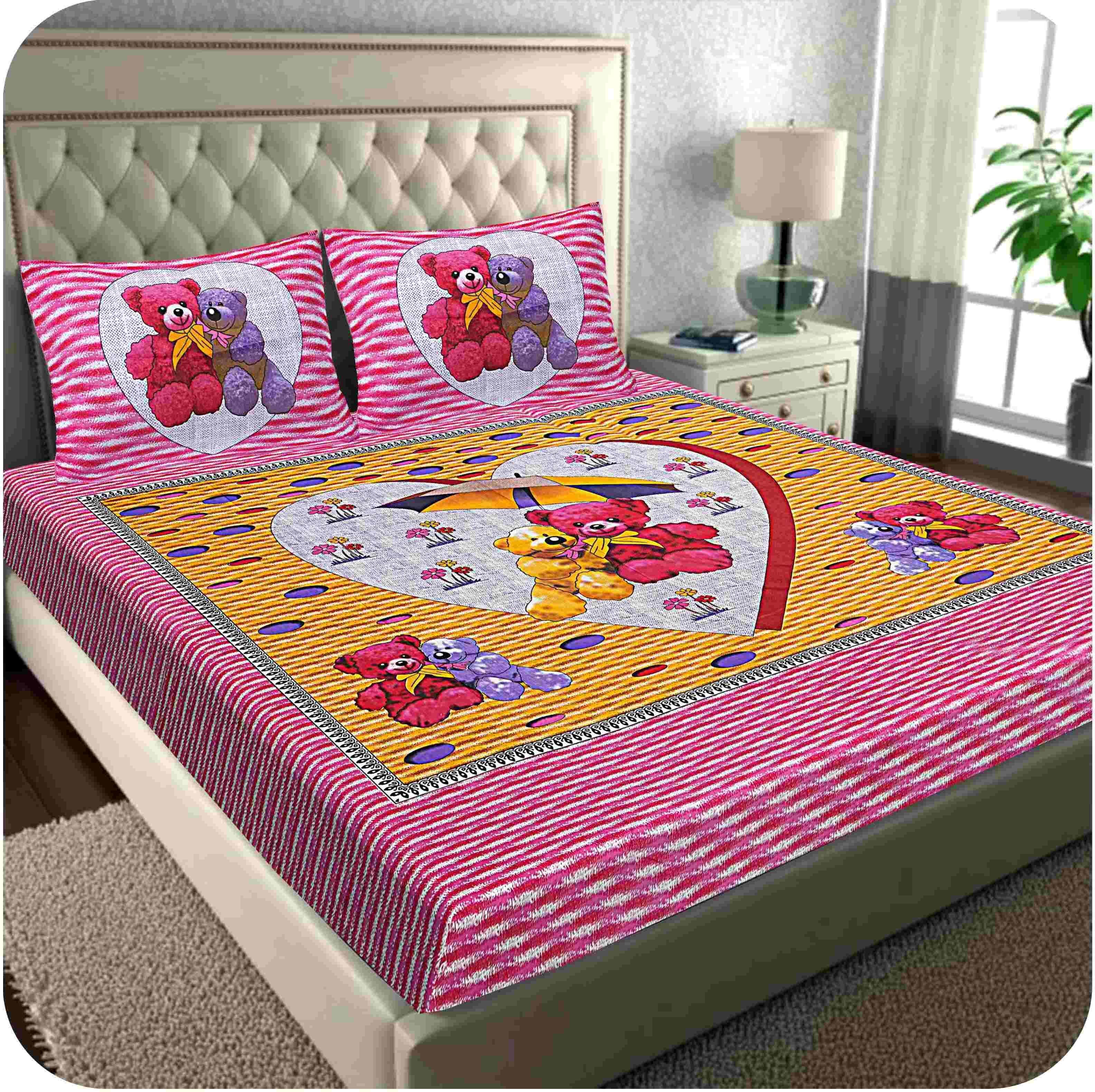 rrw Cotton Double Flat 144 TC Checkered Bedsheet-picture-25