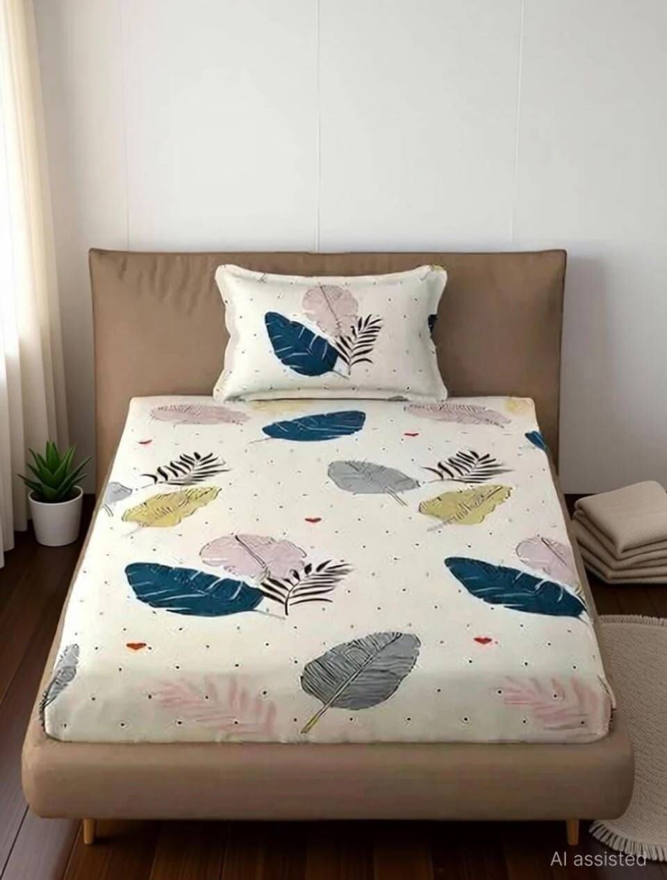 Polycotton Single Flat 240 TC Floral 1 Summer Bedsheet-image-48