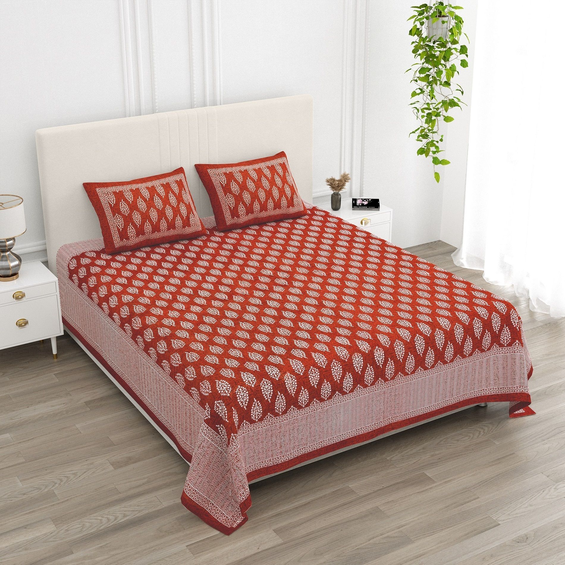 Polyester Double Flat 122 TC Text Print Bedsheet-image-47