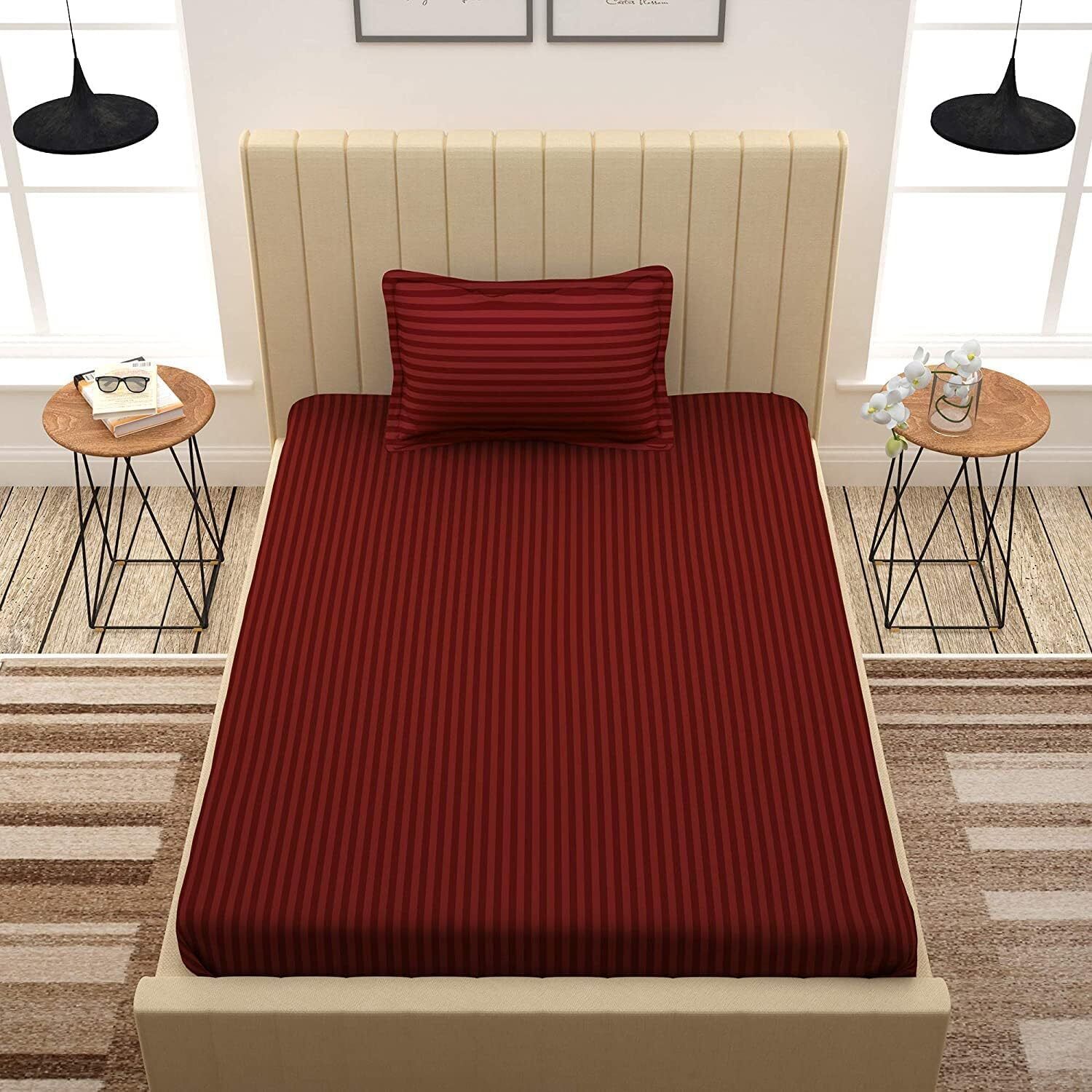 310 TC Satin Single Striped Flat Bedsheet-image-28