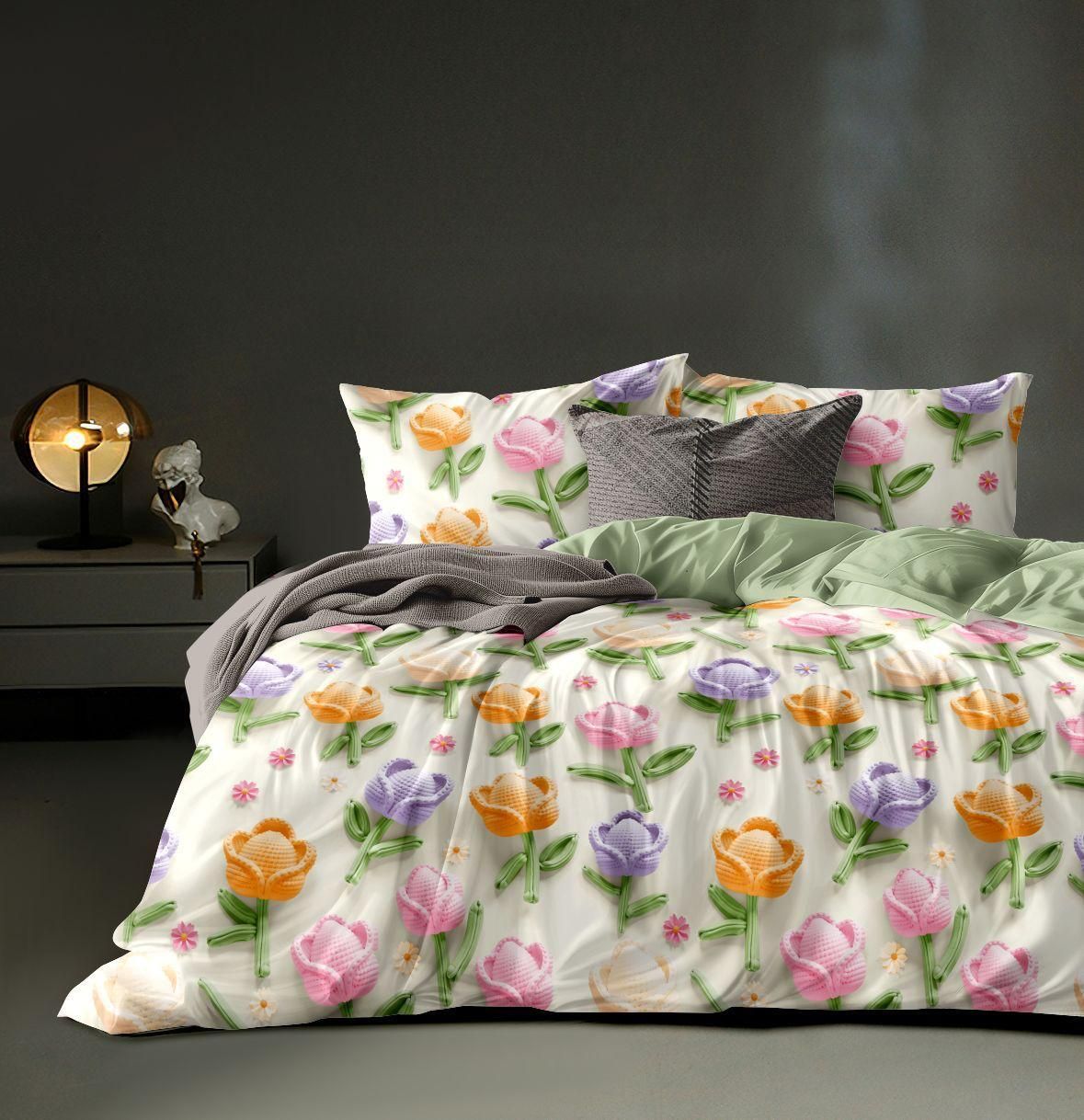 kitchdeco Cotton Blend King Flat 250 TC Printed Bedsheet-picture-26