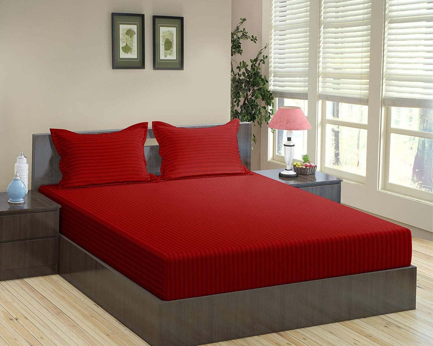 210 TC Cotton Double Striped Flat Bedsheet-image-25