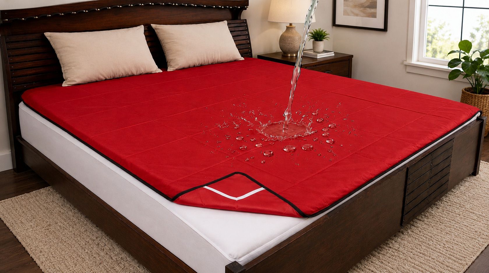 PVC Double Fitted (Elastic) 120 TC Solid 1 Bedsheet-image-20