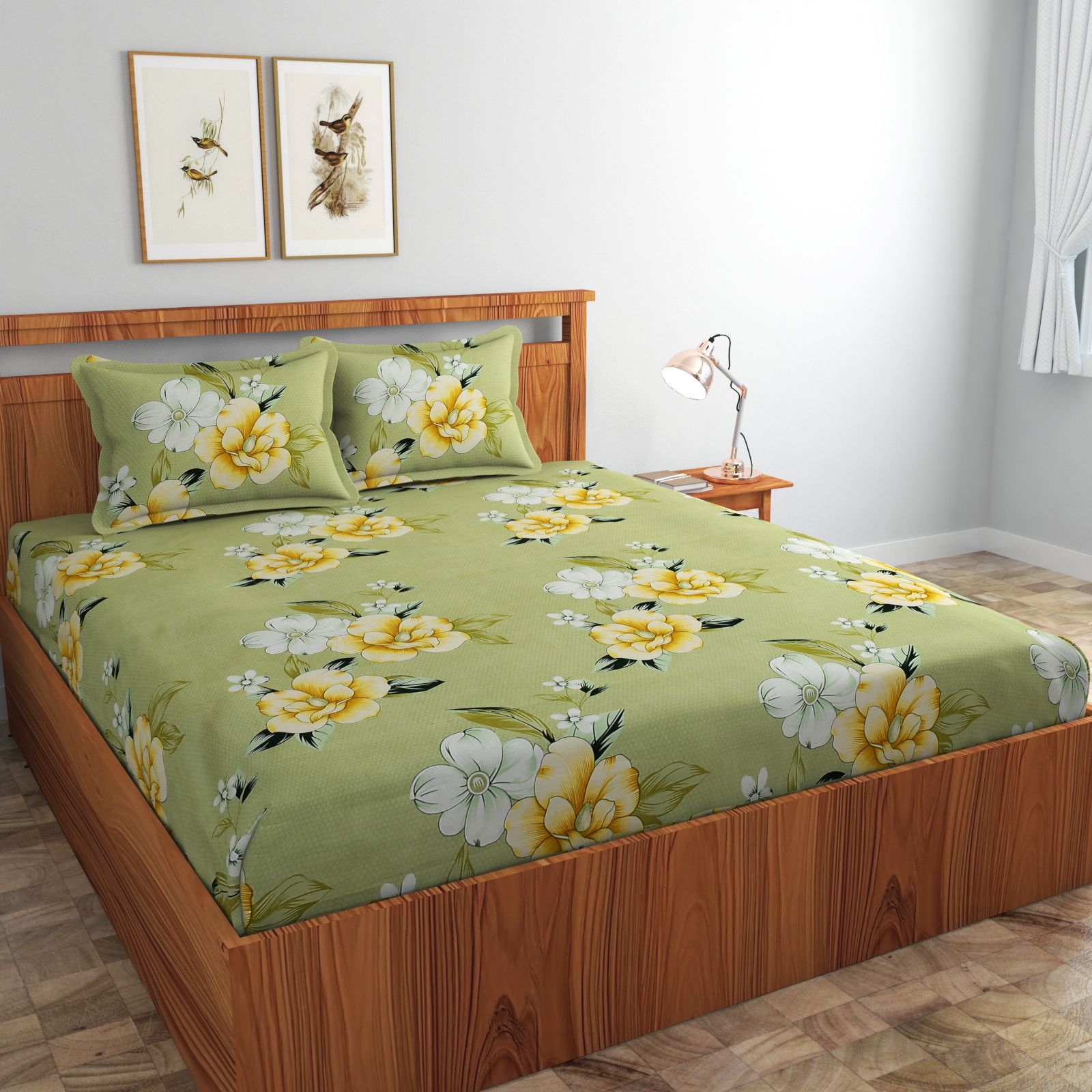 ethe home 280 TC Cotton Double Printed Fitted (Elastic) Bedsheet-picture-17