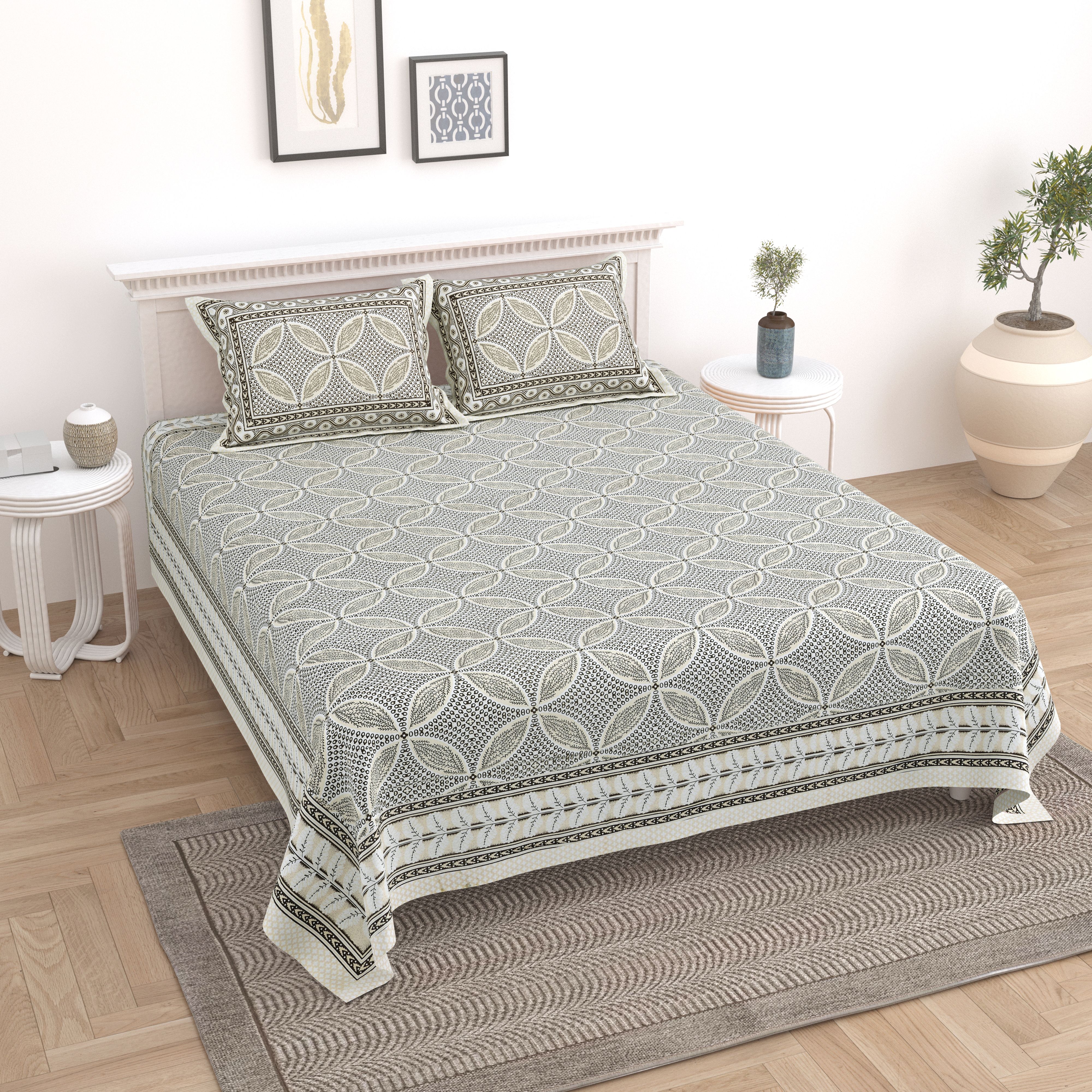 Cotton King Flat 240 TC Jaipuri Prints 1 Bedsheet-image-21