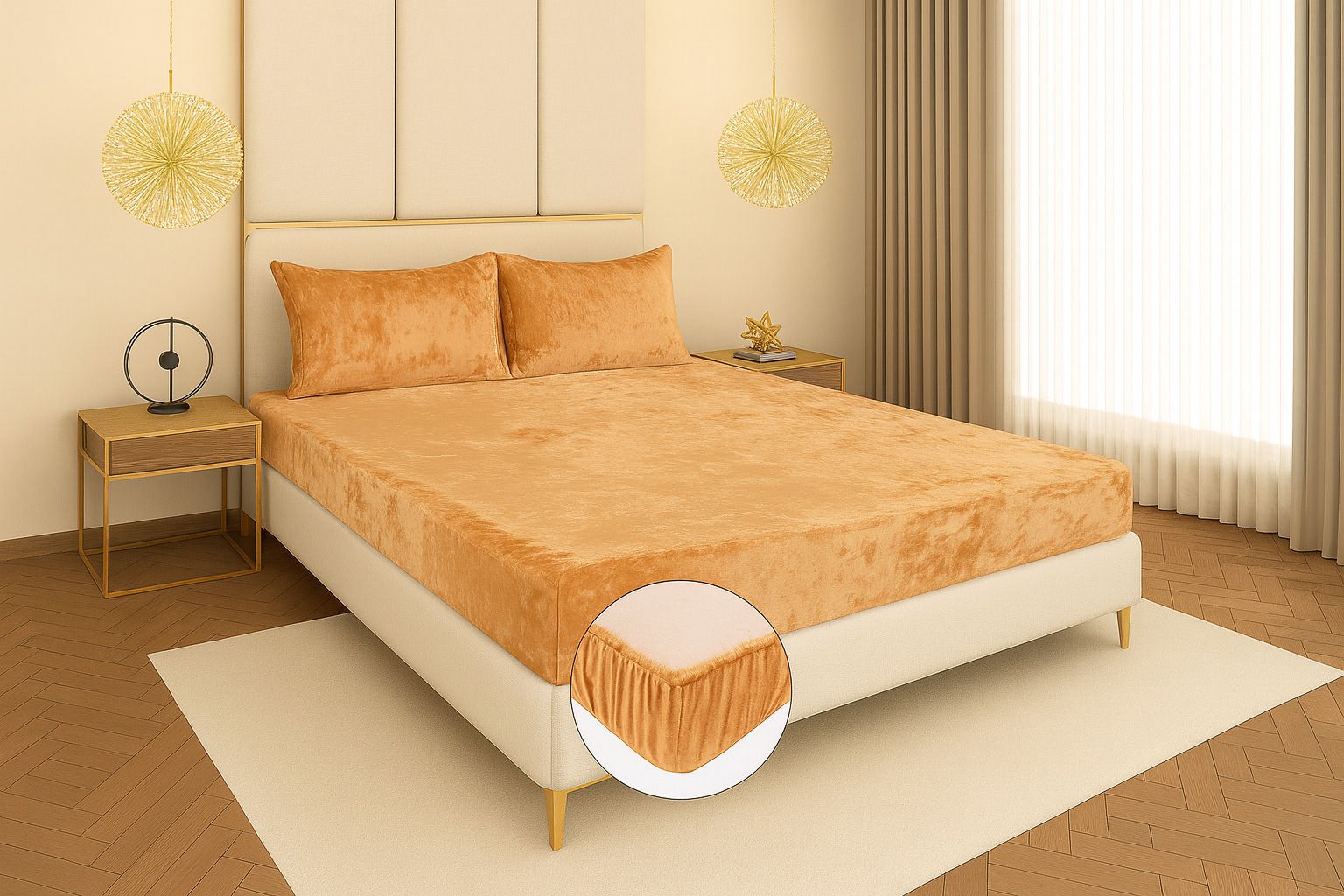 230 TC Velvet King Solid Fitted (Elastic) Bedsheet-image-41