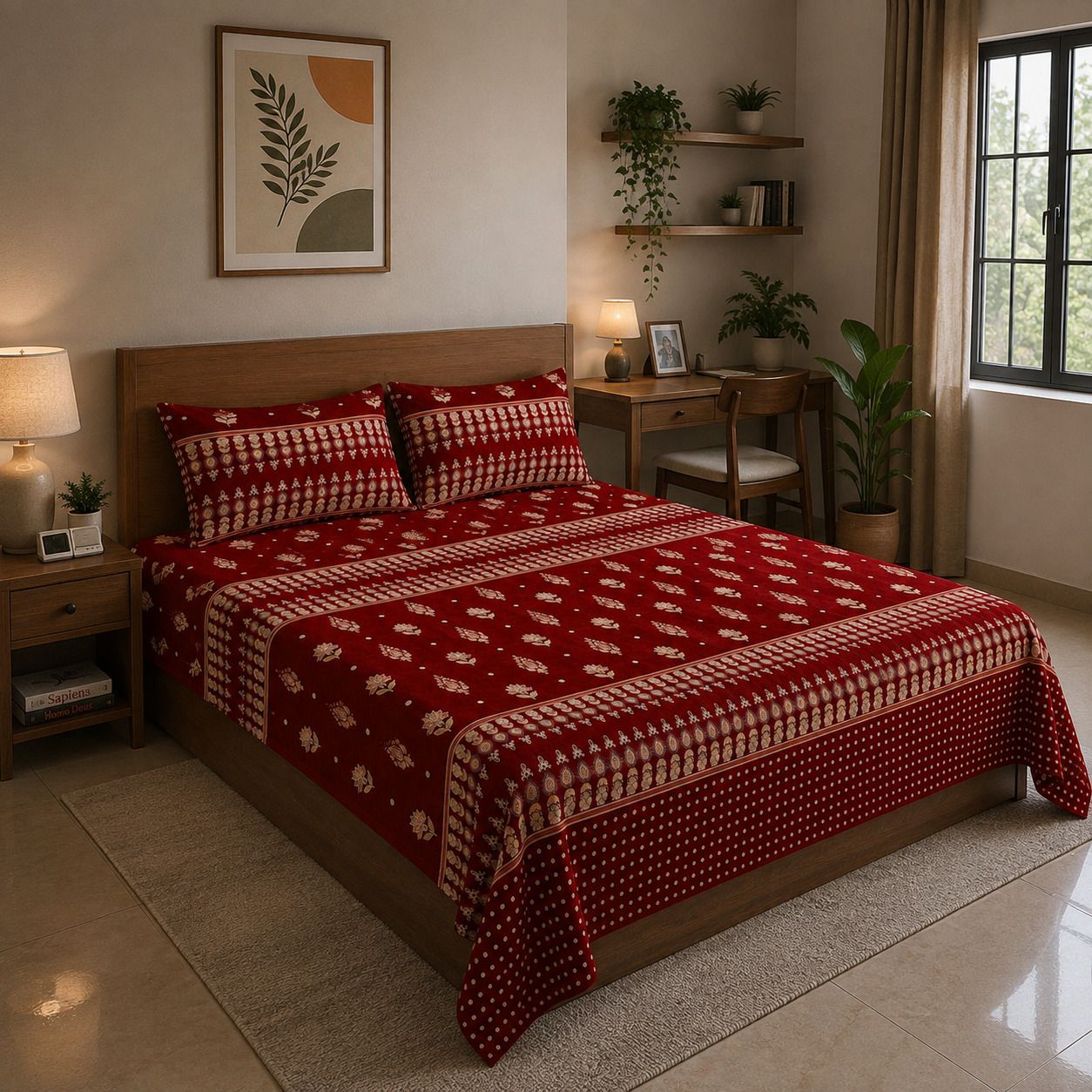 Cotton King Flat 240 TC Printed 1 Bedsheet with 2 Pillow Covers-image-14