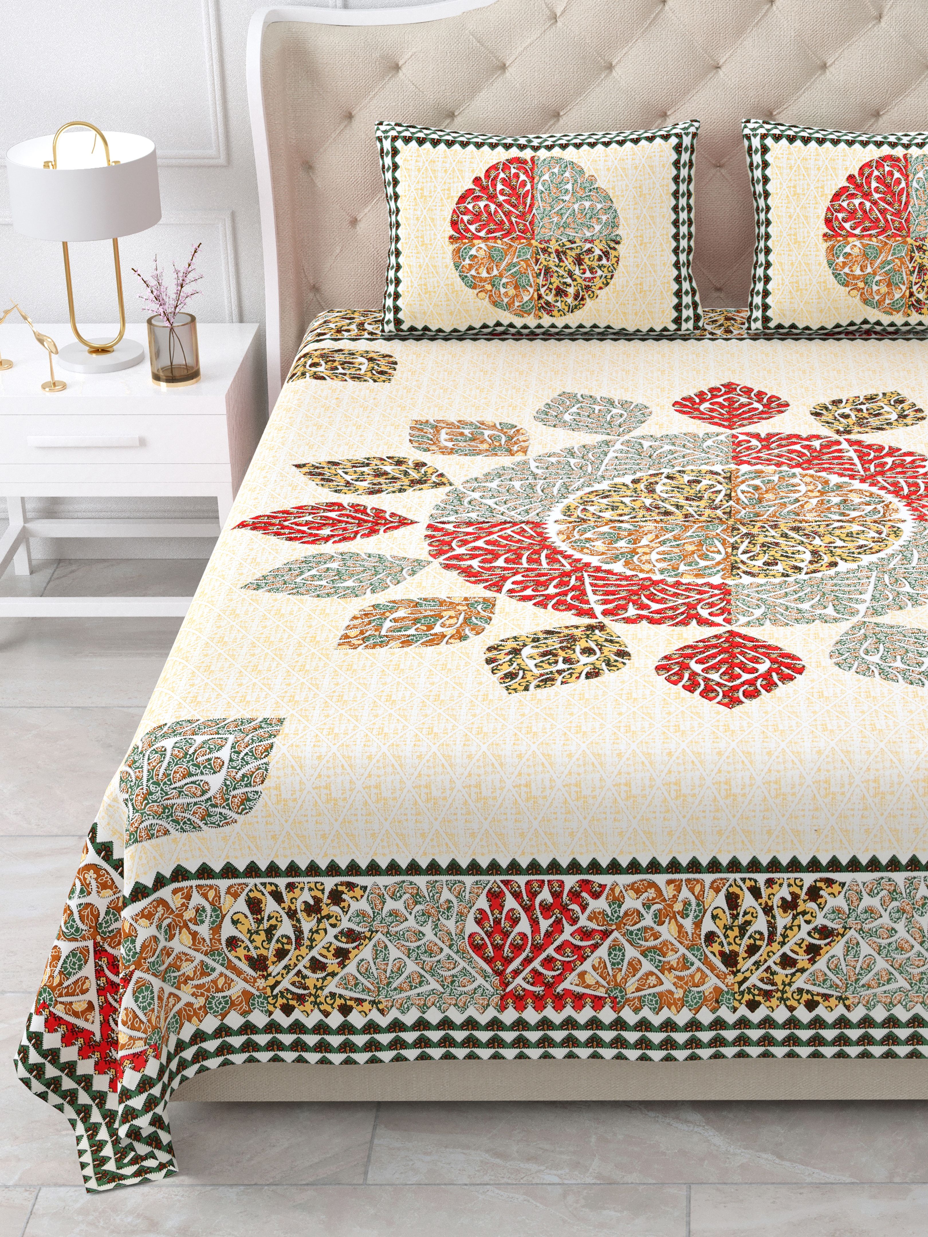 kuvas Cotton King Flat 260 TC Printed 1 Bedsheet with 2 Pillow Covers-picture-12