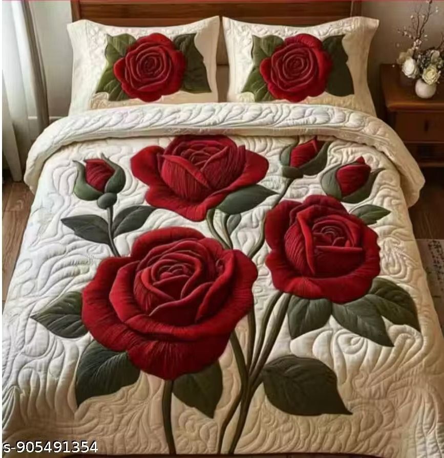syeraa Polycotton Double Flat 250 TC Floral 1 Summer Bedsheet with 2 Pillow Covers-picture-12
