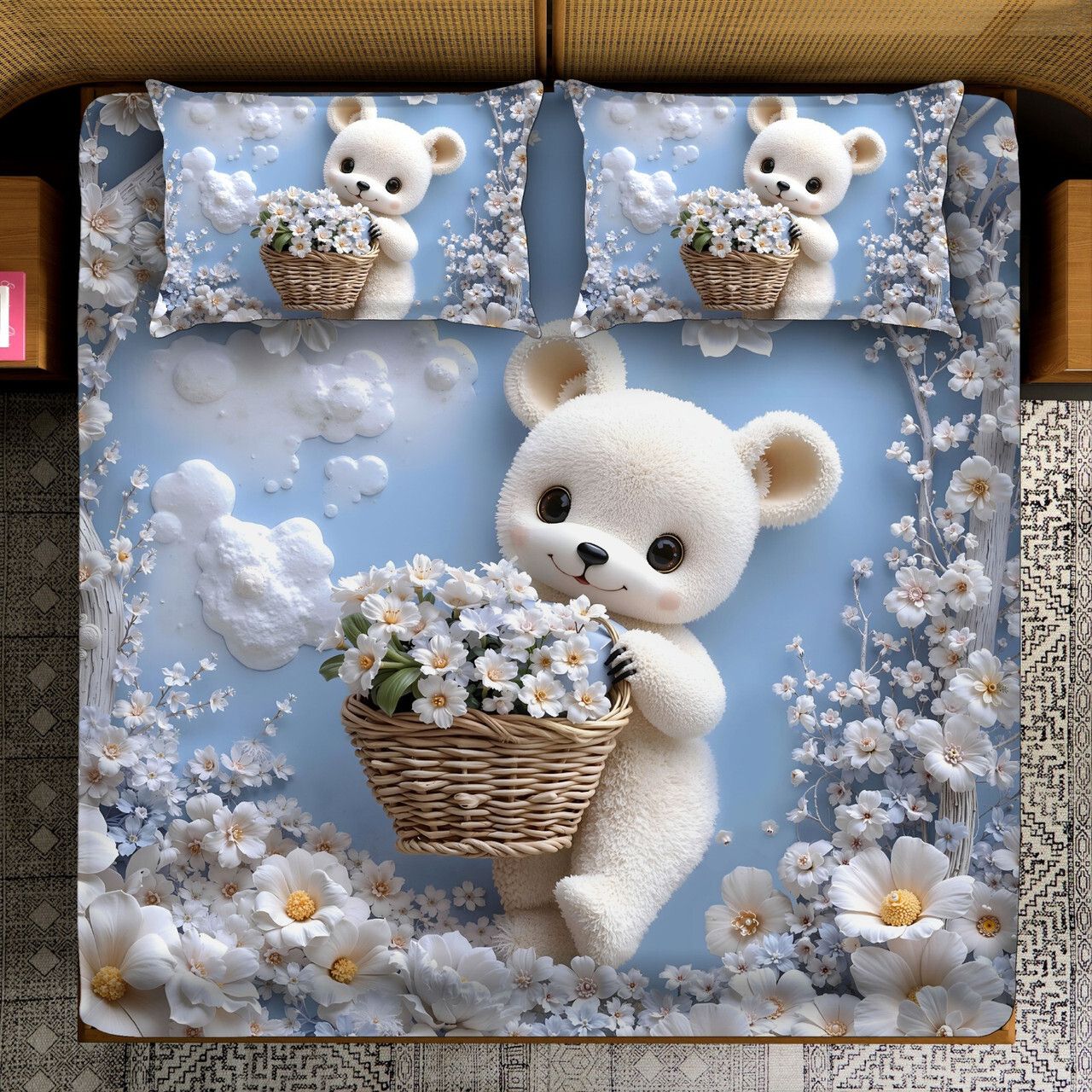 Cotton Blend Queen Flat 150 TC Cartoon Bedsheet-image-38