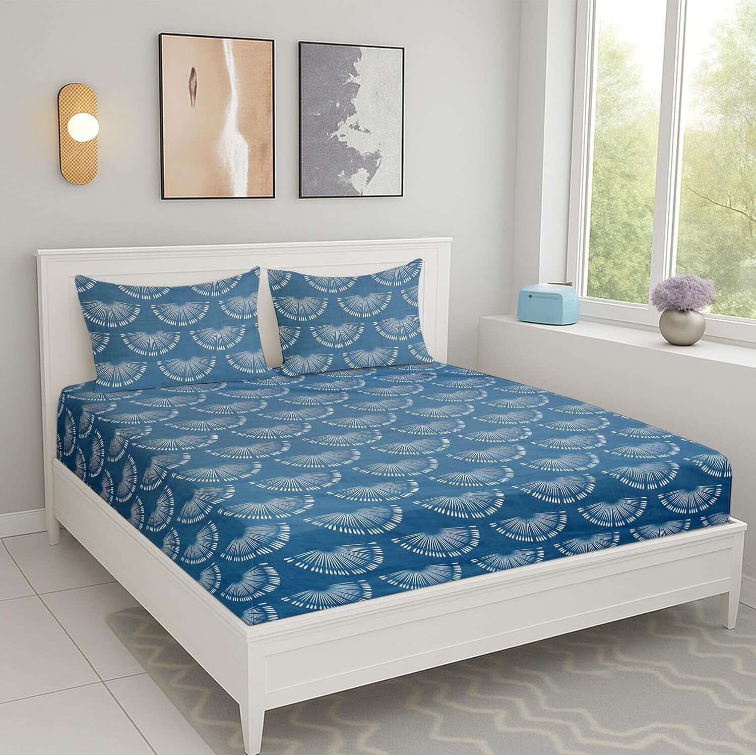 jeeva enterprises Cotton Double Flat 200 TC Printed 1 Summer Bedsheet with 2 Pillow Covers-picture-39