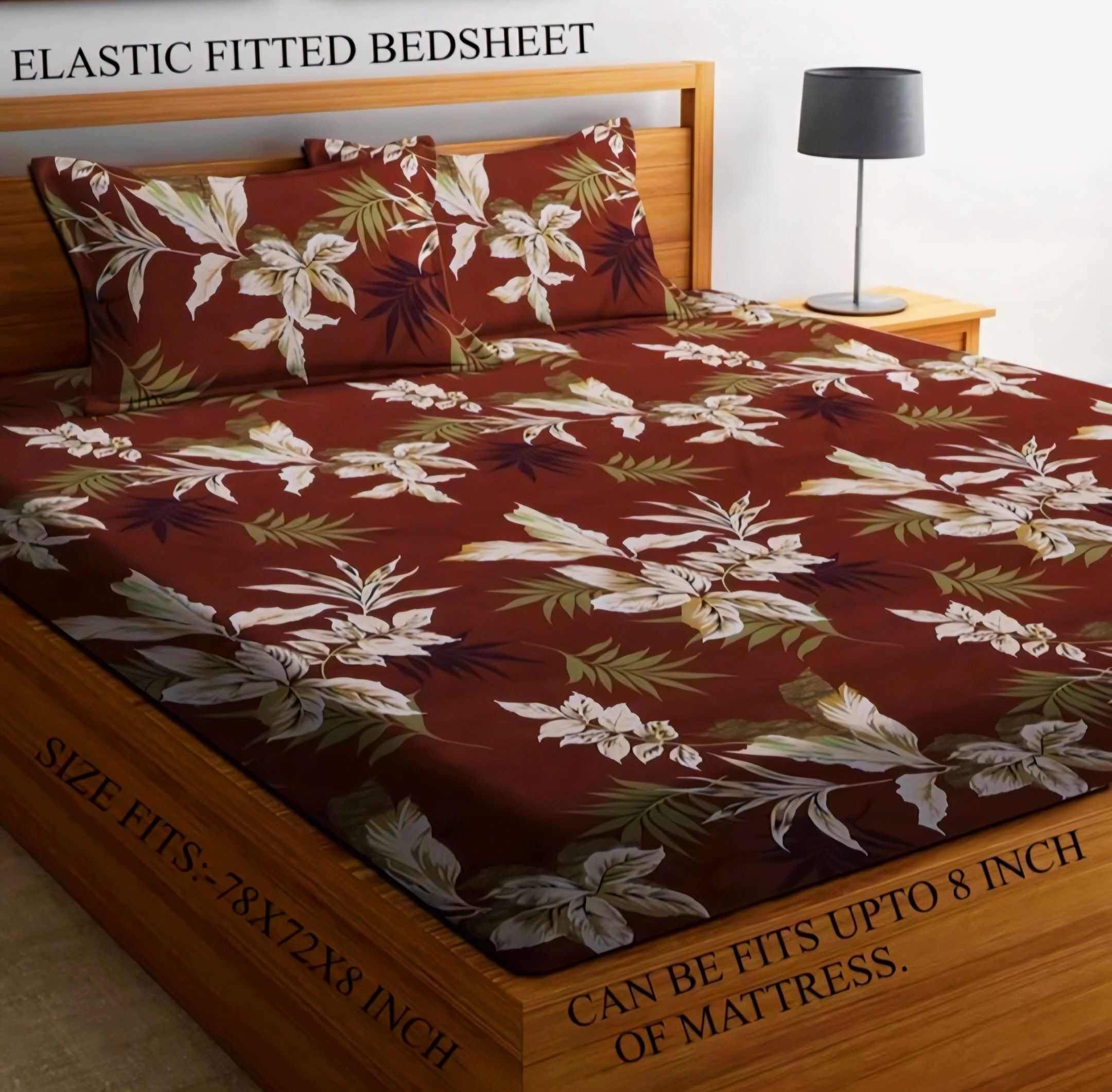 tiwanshi 220 TC Polyester Double Self Design Fitted (Elastic) Bedsheet-picture-18