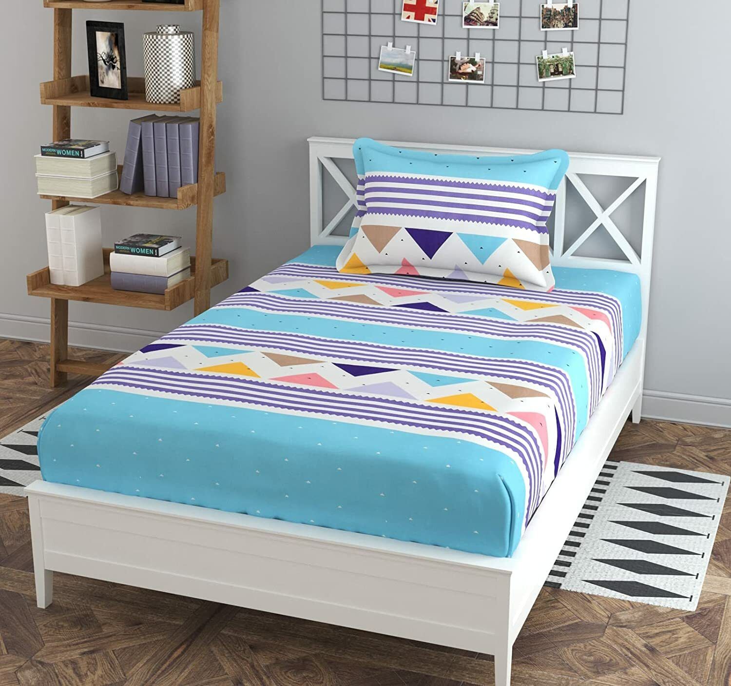 brevard 210 TC Polycotton Single Abstract Flat Bedsheet-picture-21