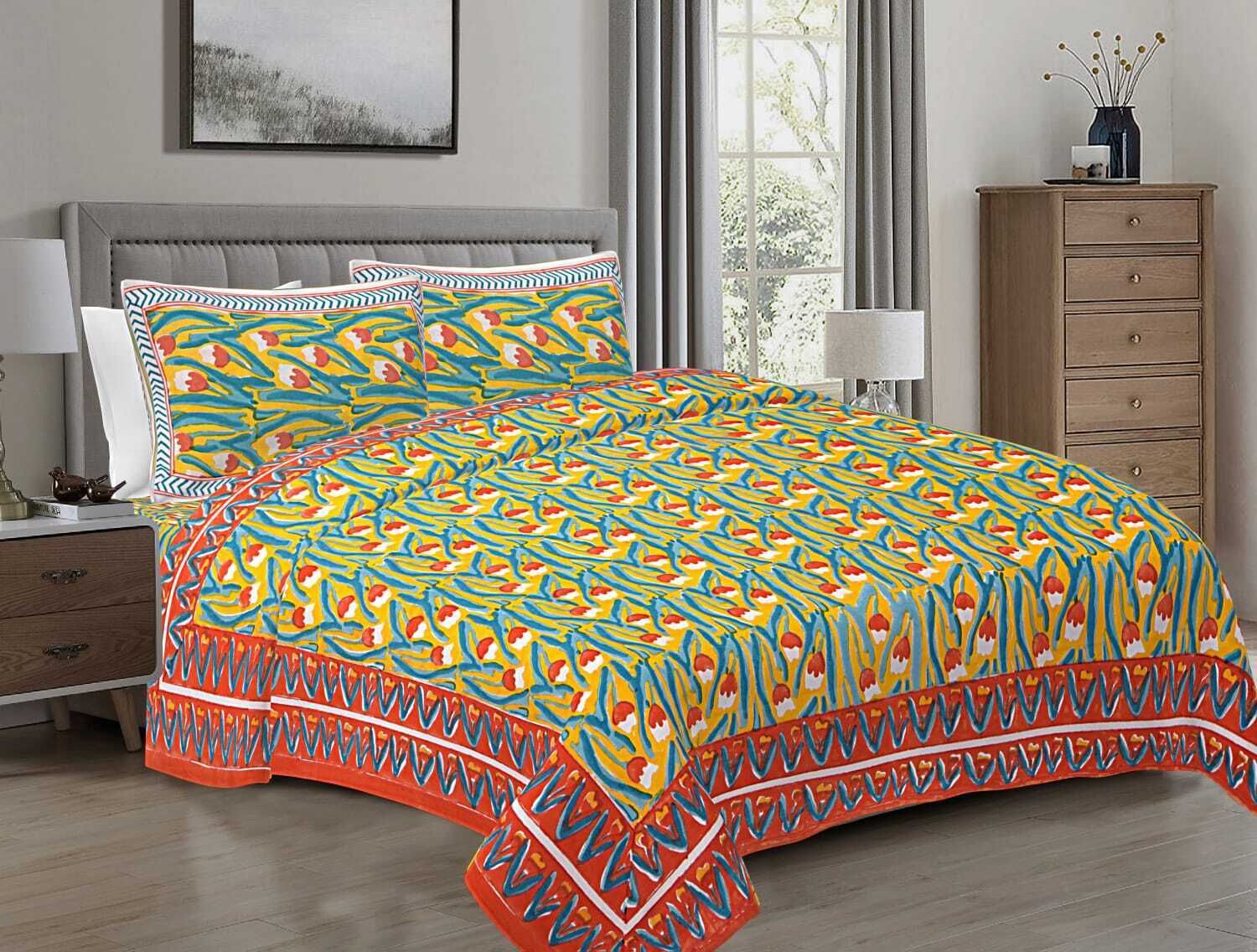 newlaxmi 154 TC Cotton Double Jaipuri Prints Flat Bedsheet-picture-34