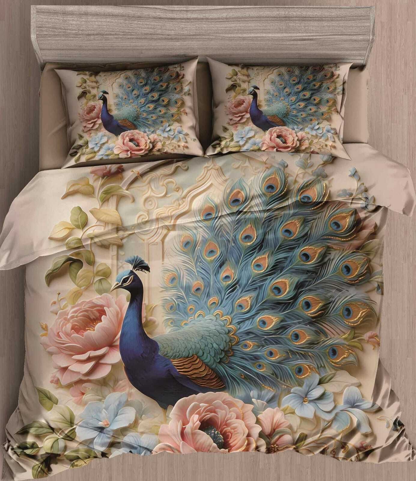 kitchdeco Cotton Blend Super King Flat 250 TC 7D Digital 1 Bedsheet with 2 Pillow Covers-picture-3