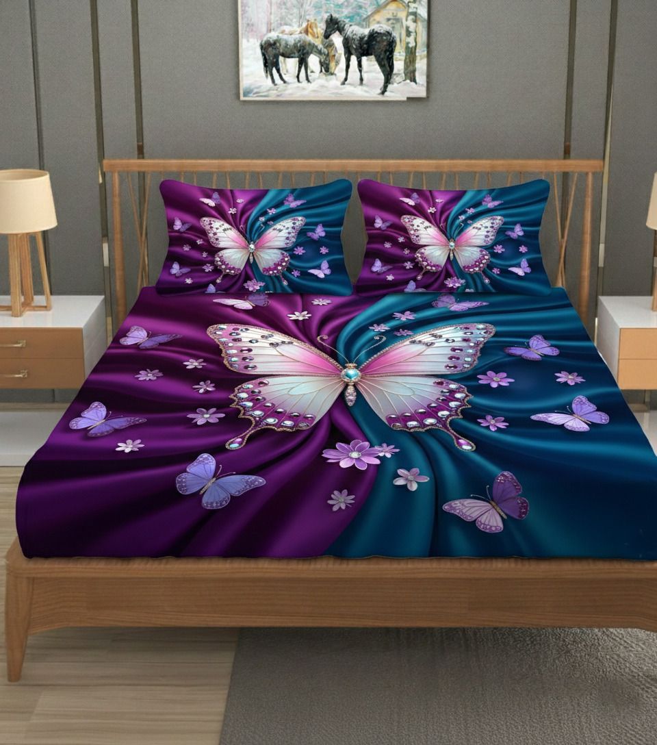 Microfiber King Flat 400 TC Cartoon 1 Bedsheet with 2 Pillow Covers-image-5