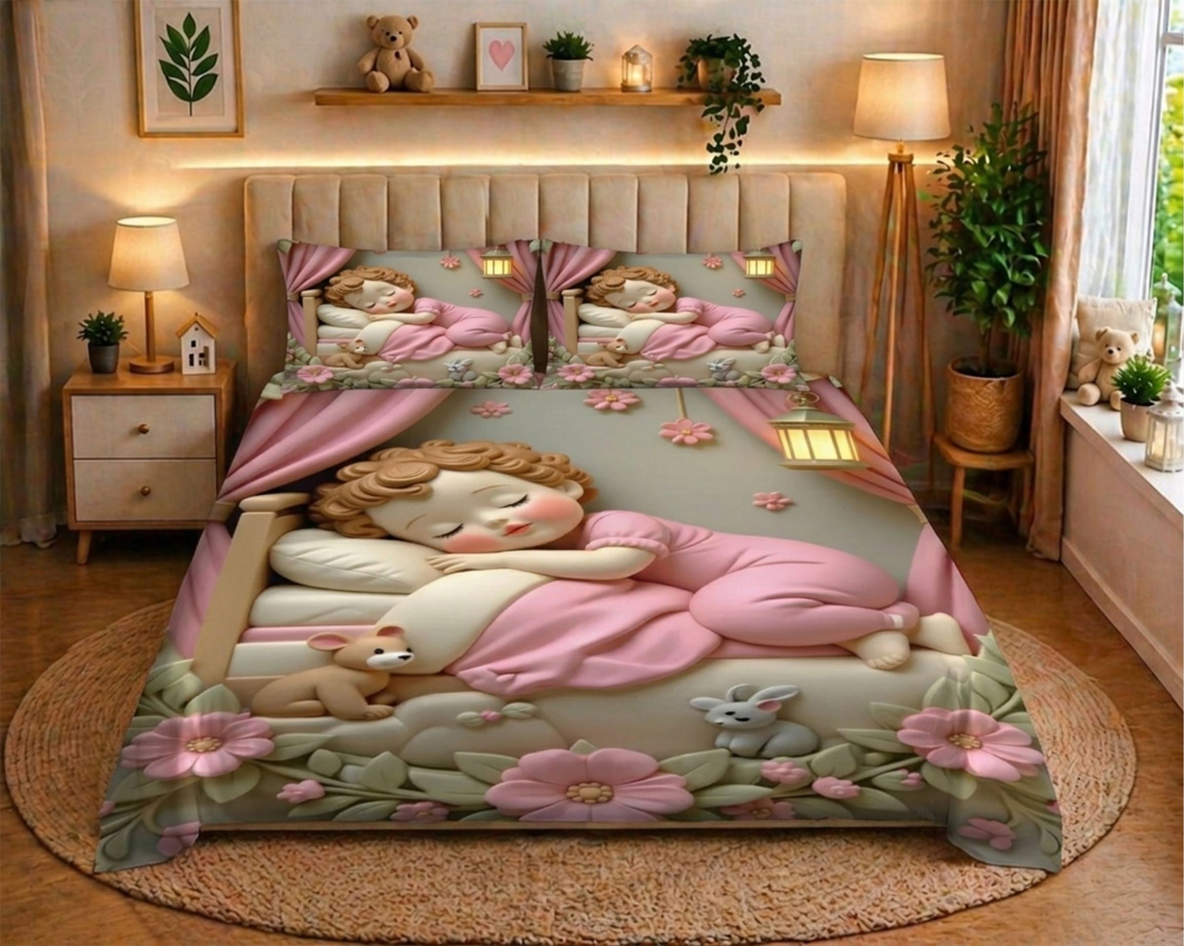 Cotton Queen Flat 400 TC 7D Digital 1 Summer Bedsheet with 2 Pillow Covers-image-33