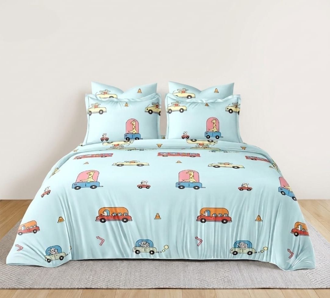n.v.a homes Polycotton Queen Flat 310 TC Printed 1 Bedsheet with 2 Pillow Covers-picture-18