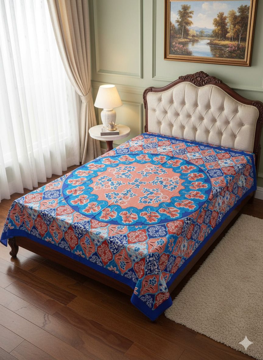 Cotton Single Flat 180 TC Floral Bedsheet-image-46