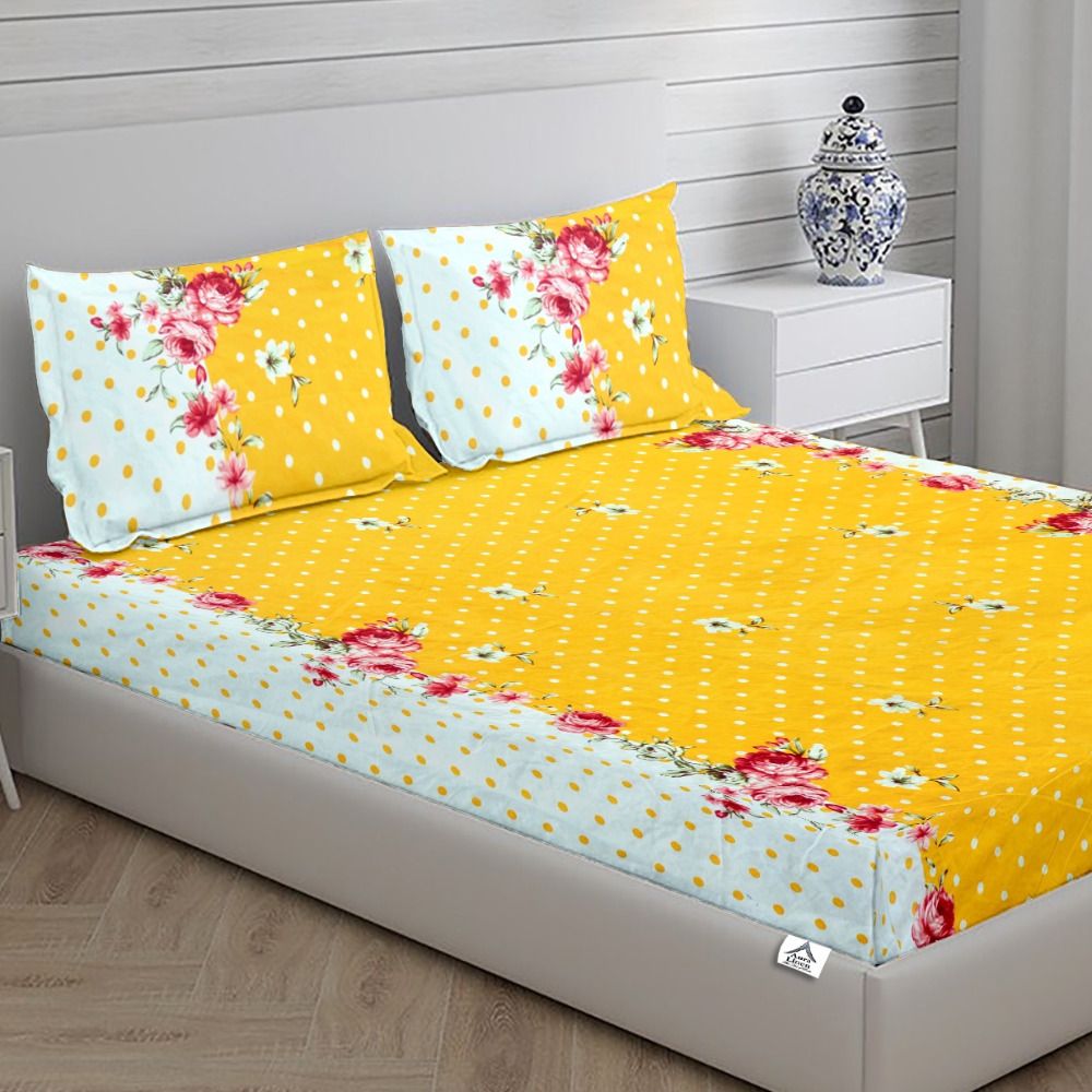 Cotton Queen Flat 150 TC Printed 1 Bedsheet with 2 Pillow Covers-image-5