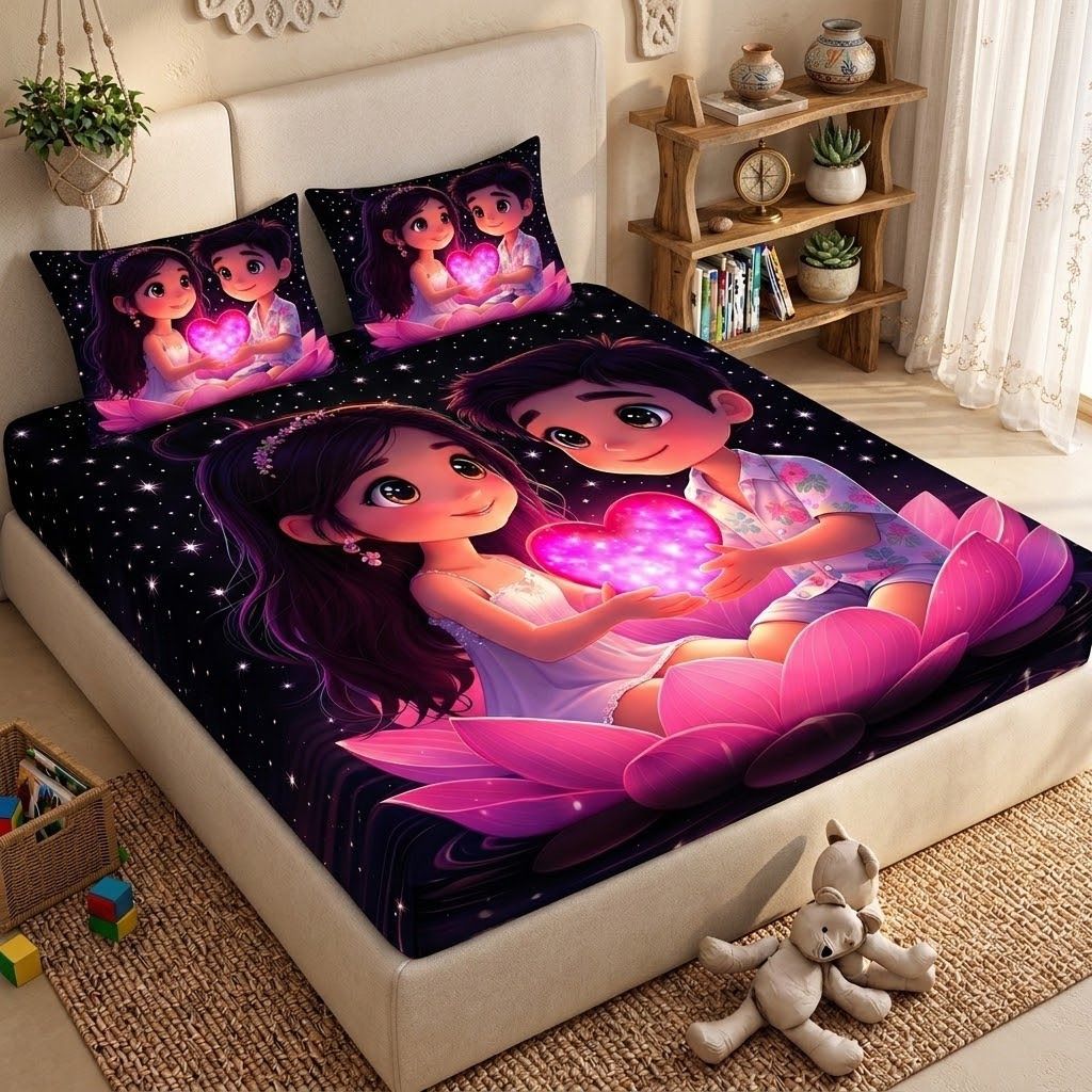 abluent home Microfiber Double Flat 220 TC 3D Printed 1 Summer Bedsheet with 2 Pillow Covers-picture-26