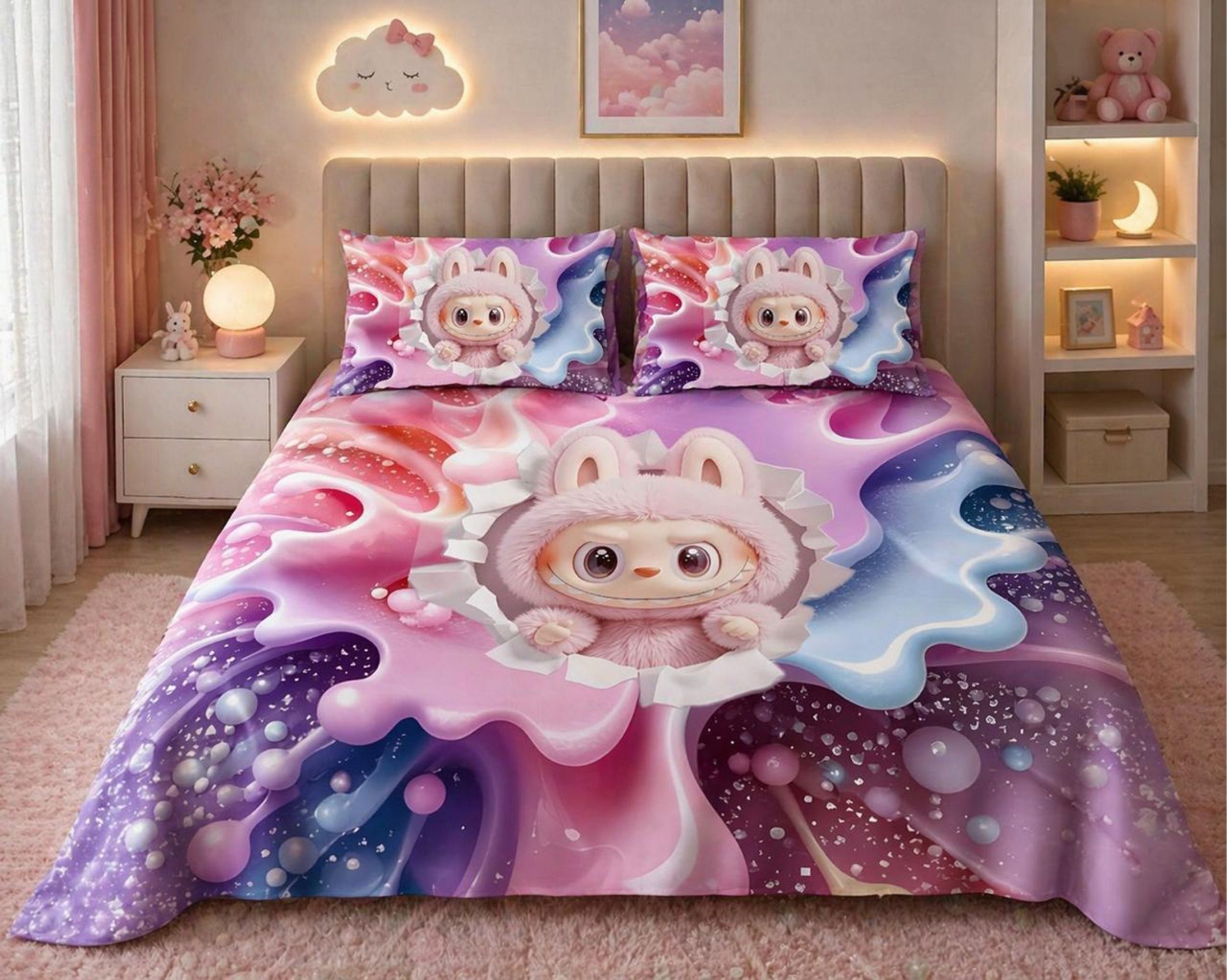 Cotton Queen Flat 400 TC 7D Digital 1 AC Bedsheet with 2 Pillow Covers-image-34