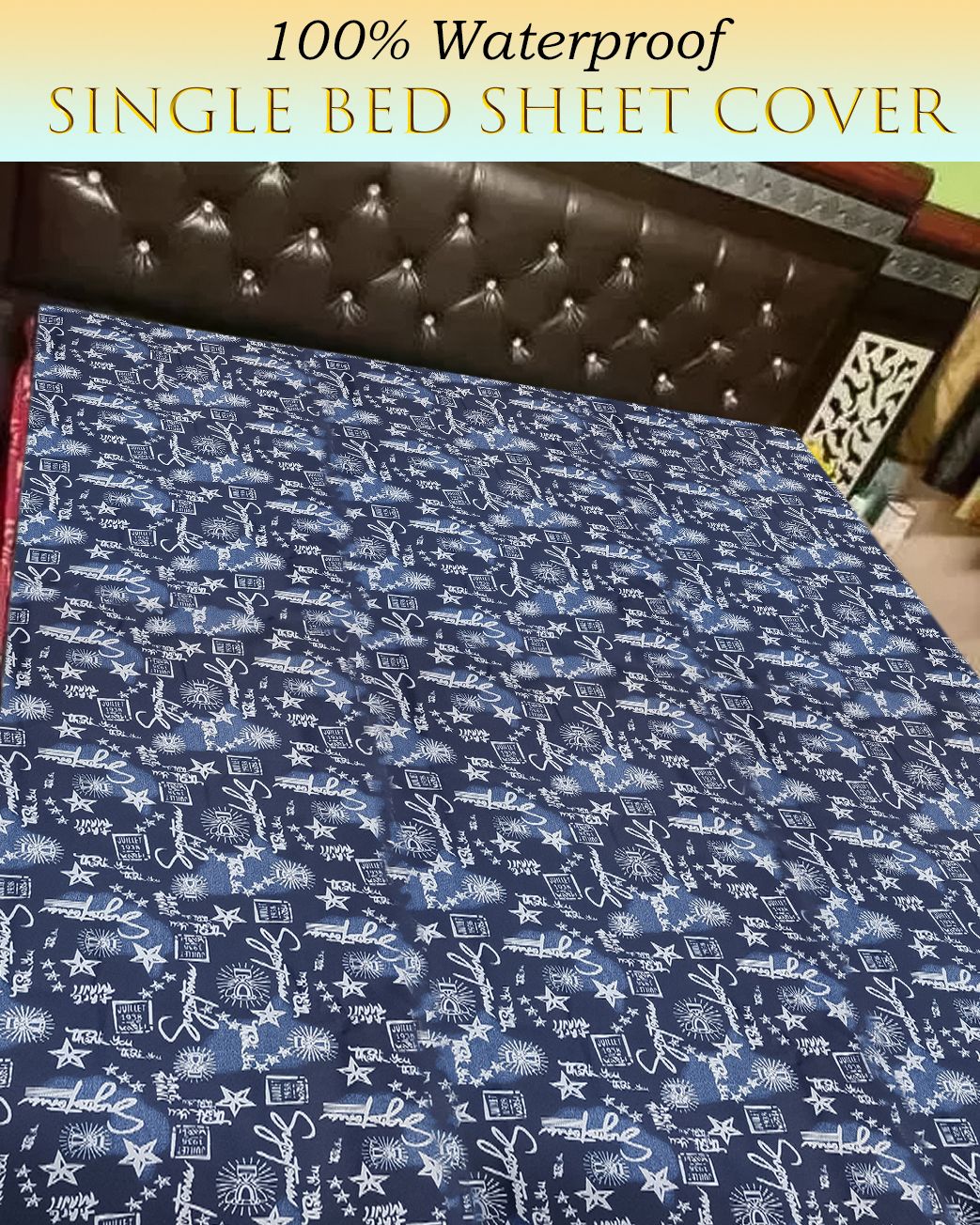 relook industries PVC Single Fitted (Elastic) 120 TC Printed 1 Bedsheet-picture-11