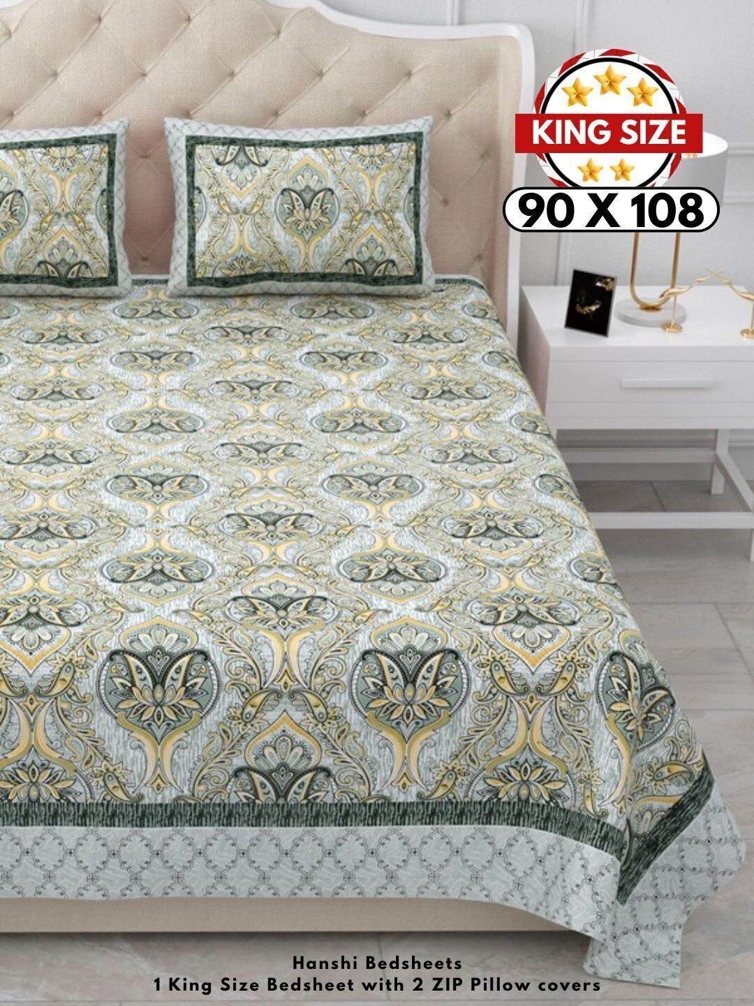 260 TC Cotton King Jaipuri Prints Flat Bedsheet-image-18