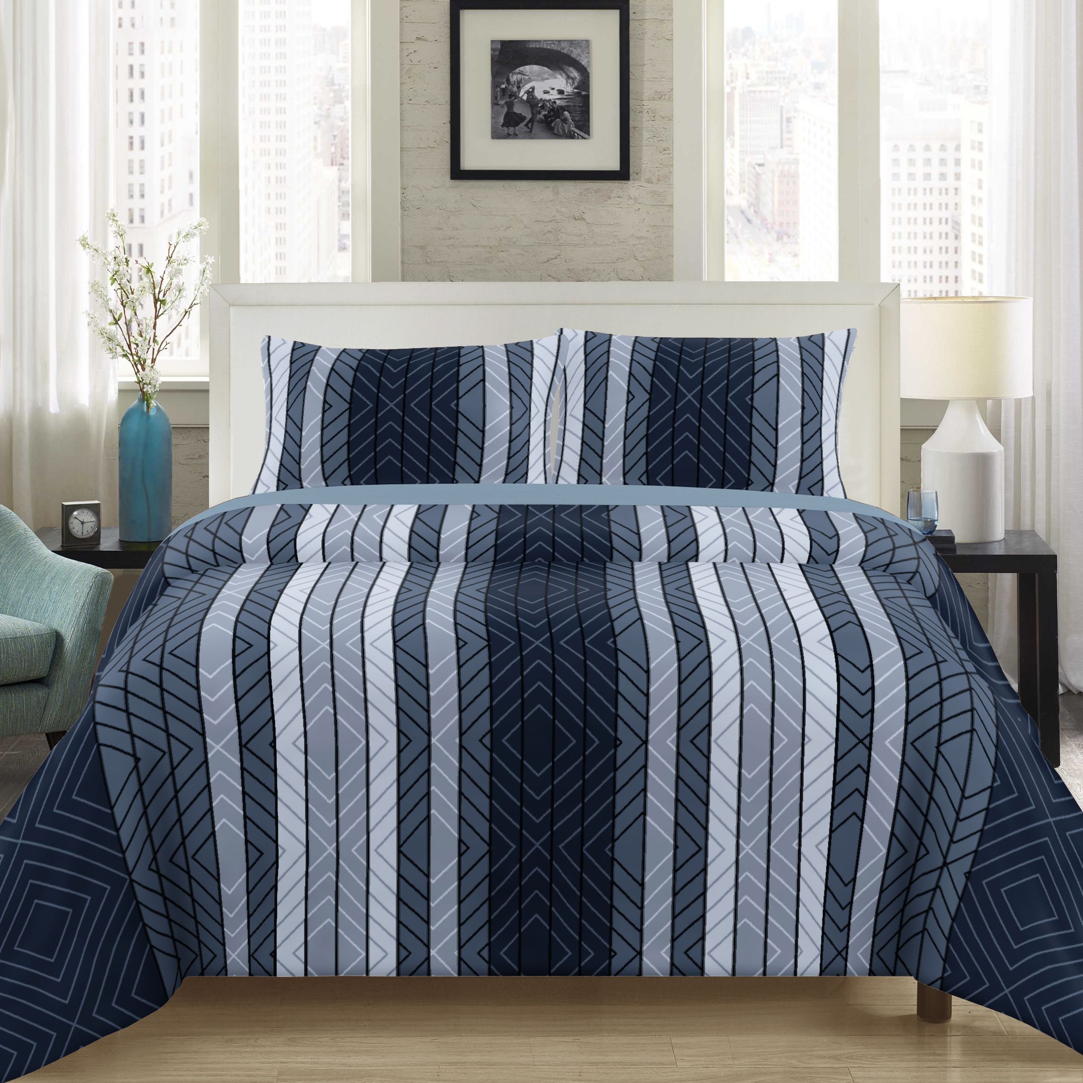 300 TC Cotton King Geometric Flat Bedsheet-image-6