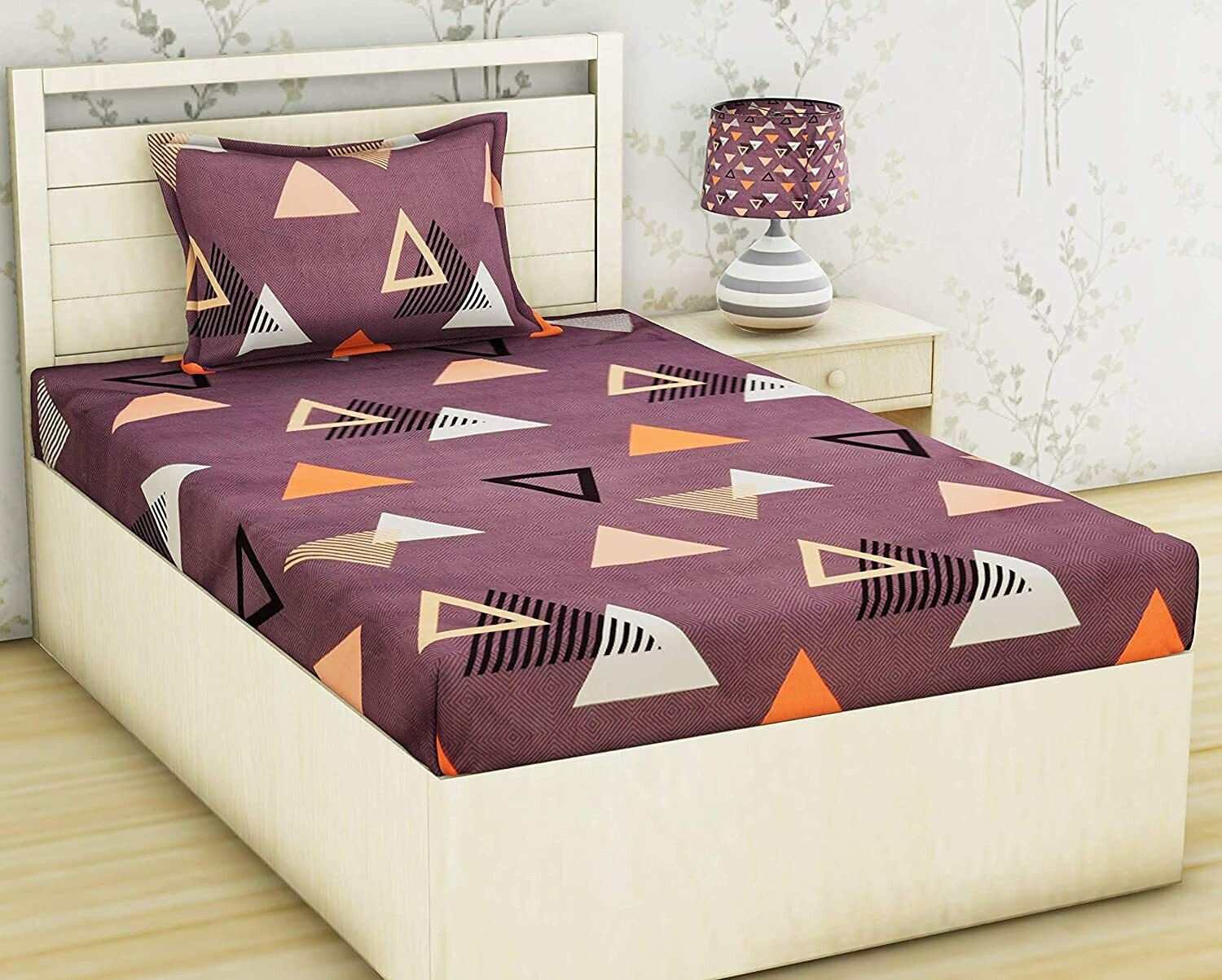 brevard 200 TC Cotton Single Abstract Fitted (Elastic) Bedsheet-picture-16
